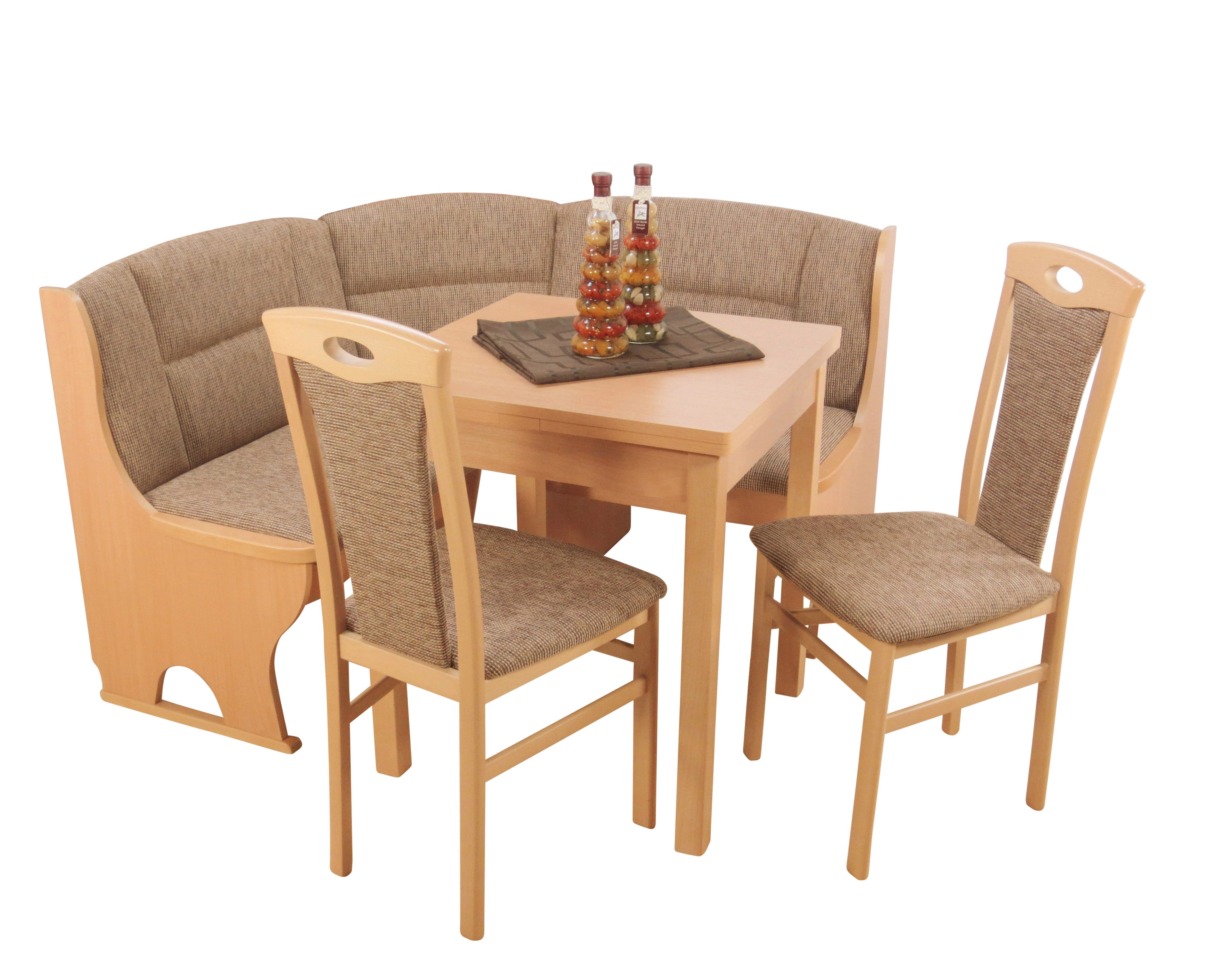 moebel-direkt-online Eckbankgruppe Madrid 4tlg. Set (Stauraumeckbank, Ausziehtisch, Massivholzstühle), (Spar-Set, 4tlg. Set), Eckbank mit Stauraumfunktion