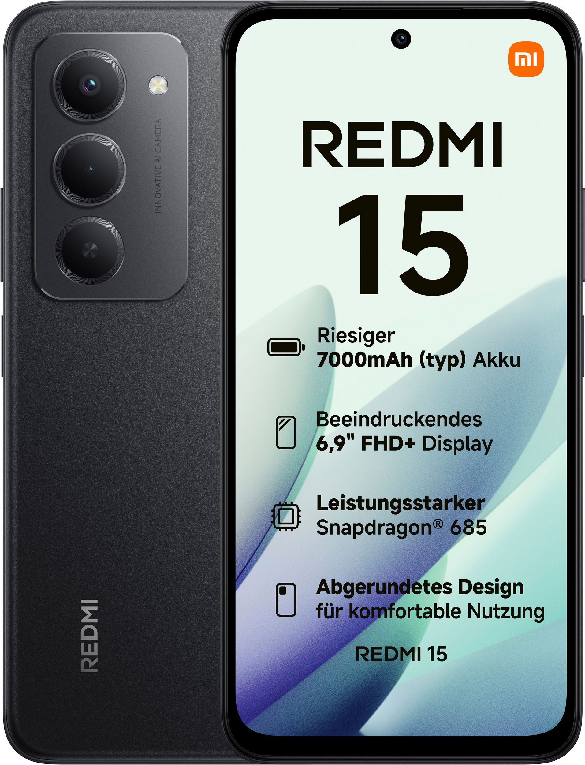 Xiaomi Redmi 15 4G Smartphone, 7000mAh Akku & 144Hz Display, 256GB/8GB Smartphone (256 GB Speicherplatz, 50 MP Kamera, 17,52 cm/6,9 Zoll Bildschirmdiagonale)