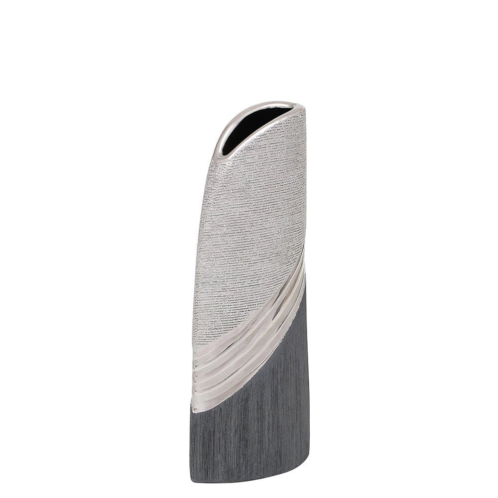 Deko (1 in Dekovase moderne Vase silber- St) Edle Designer Dekohelden24 Keramik