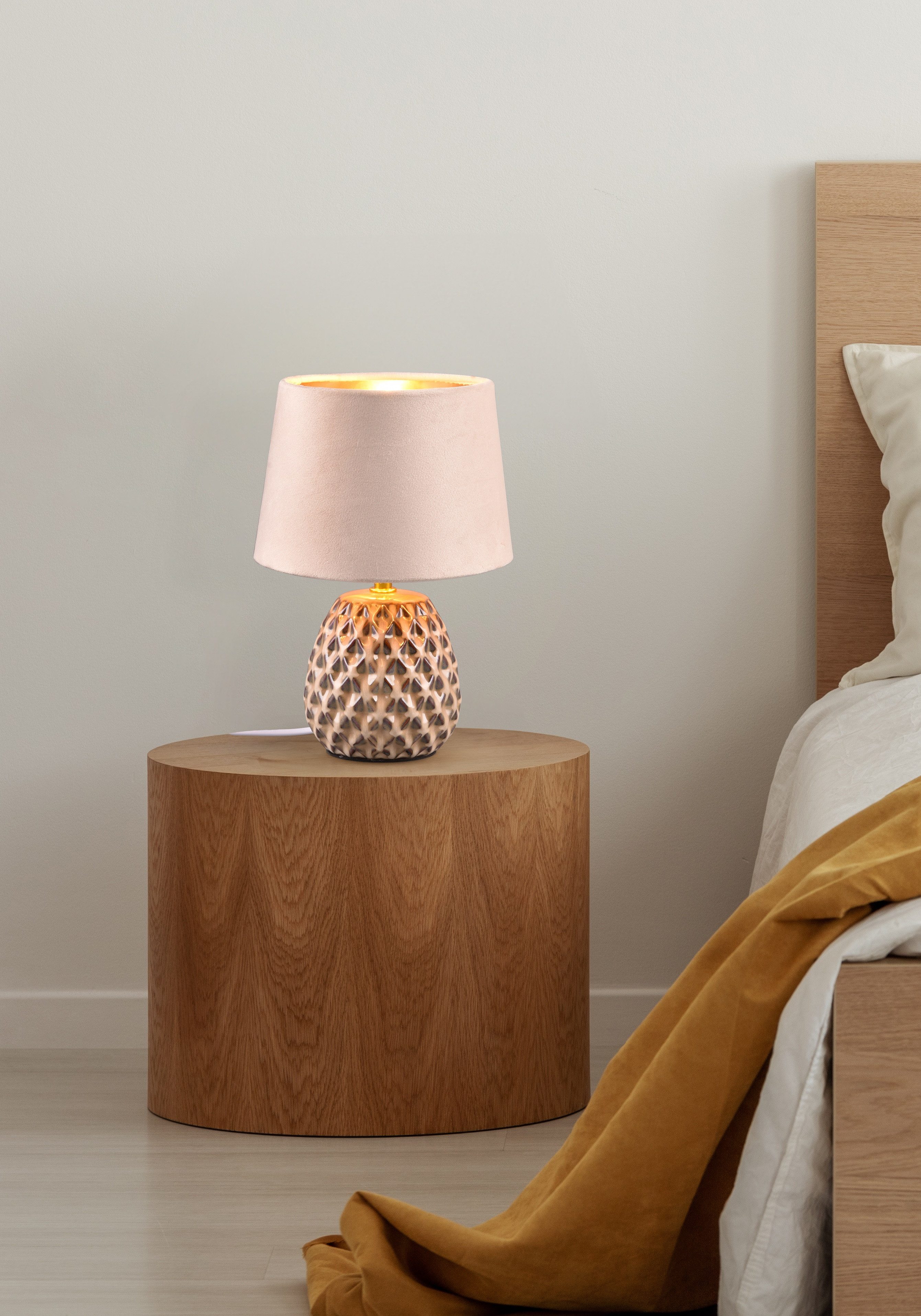 Reality Leuchten Schreibtischlampe ARIANA Tischleuchte exkl 1xE14 max40W Höhe 27cm Ø 18cm Nachttischlampe, Ein-/Ausschalter, Leuchtmittel wechselbar, warmweiß - – Bild 2 von 5