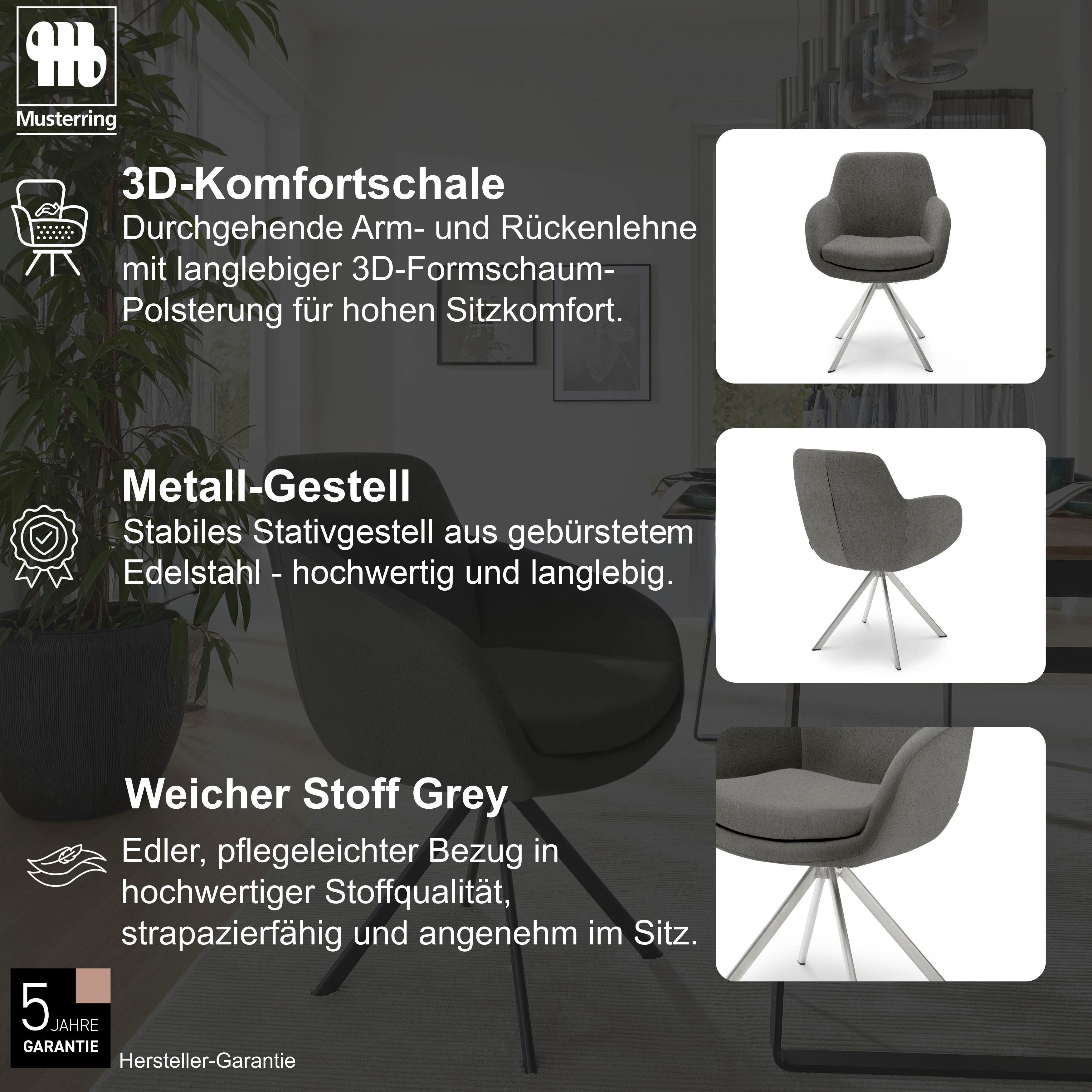 Musterring Esszimmerstuhl Tavia (Set, 2 St), Stativgestell Edelstahl, wahlweise mit Drehfunktion, diverse Farben