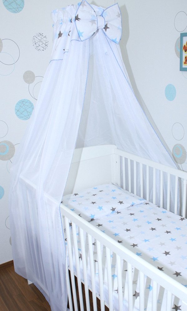 Primawela Betthimmel aus weißem Chiffon mit Baumwollabschluss für Baby Kinder Bett