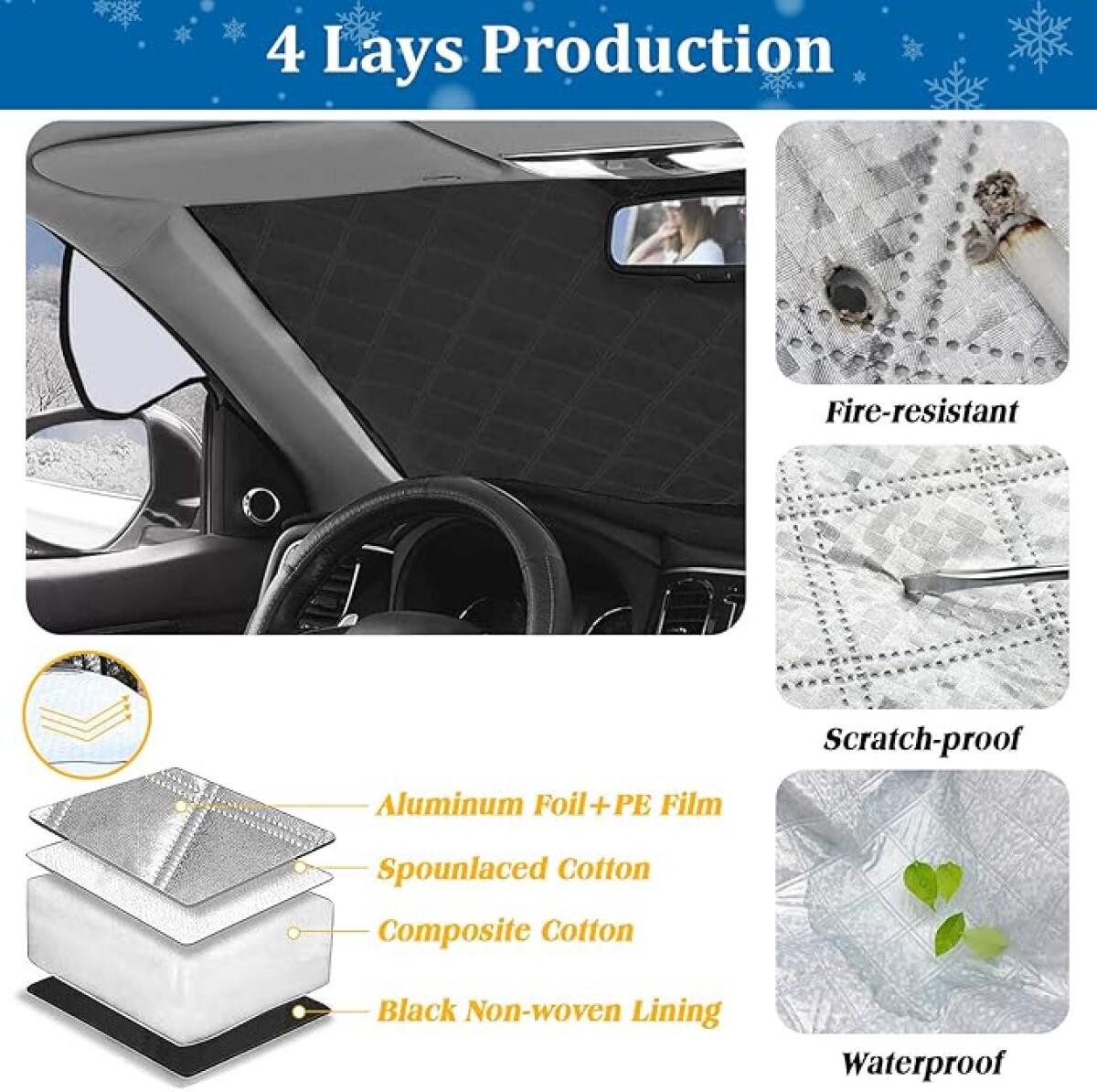 FELIXLEO Autosonnenschutz Frontscheibenabdeckung Auto Sonnenschutz Winter Schnee Eis Staub, (1-St)