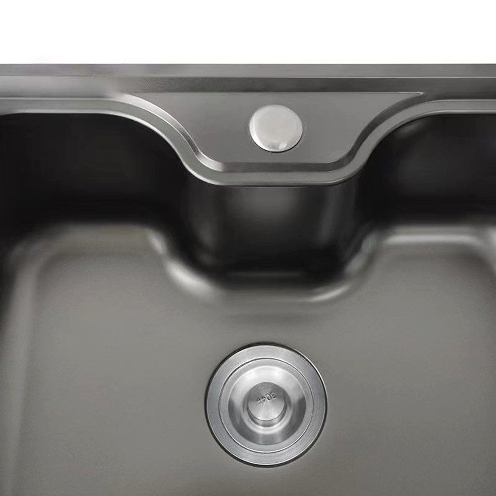 Faizee Möbel Edelstahlspüle Titan 60x42x20cm – rechteckig – inkl. Siphon-Set mit Armaturoption