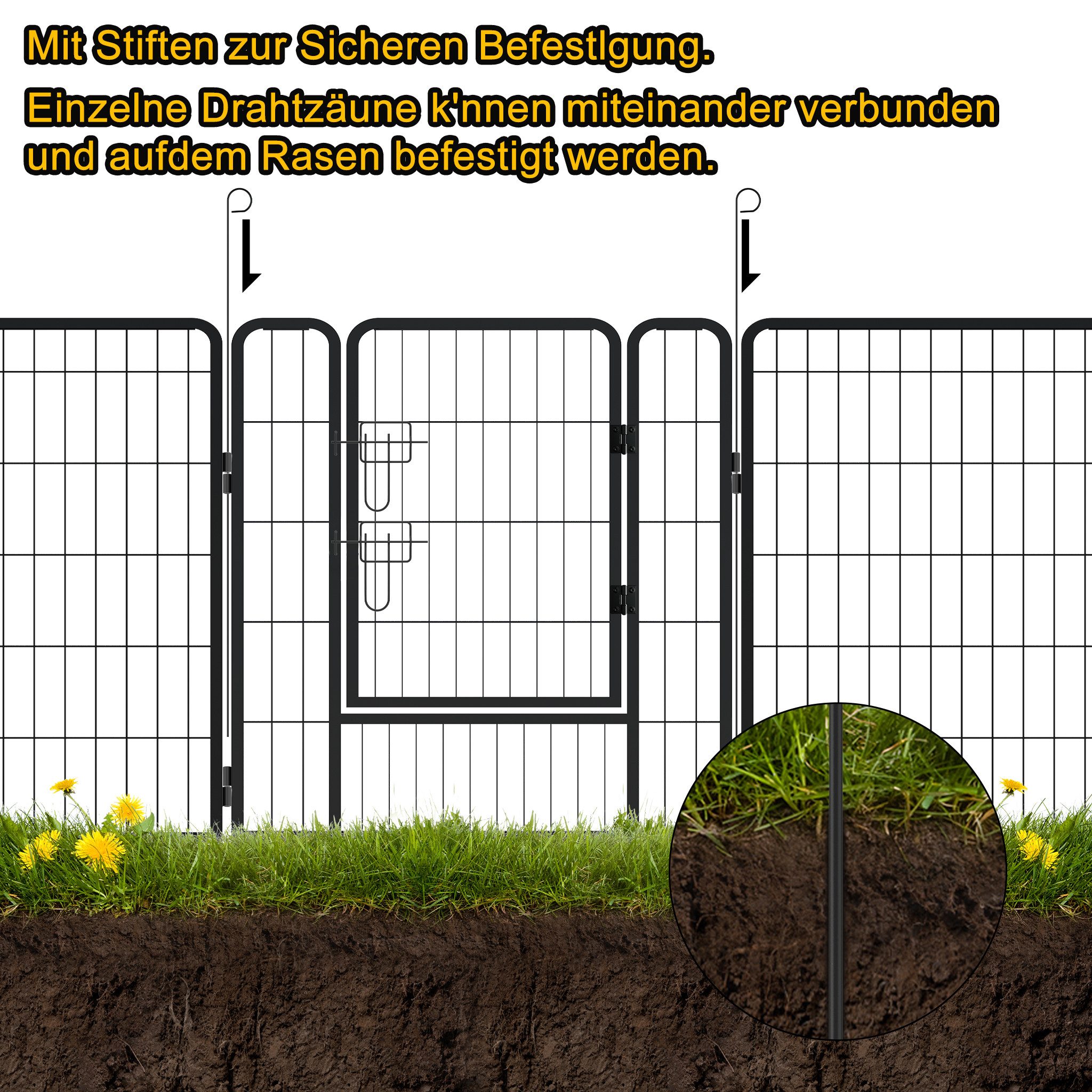 FIVMEN Freigehege Freilaufgehege faltbares Welpenauslauf mit Automatische Verriegelung, mit Tür für Hunde, Kaninchen und Kleintiere