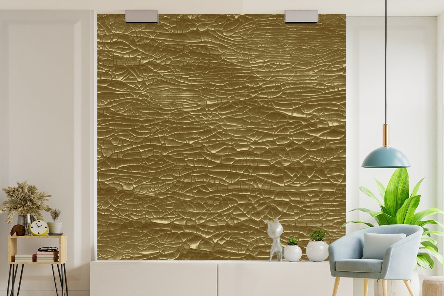 MuchoWow Fototapete Gold Wandtapete - - (5 Matt, St), Vinyl Schlafzimmer, für bedruckt, Farbe Abstrakt, oder Wohnzimmer Tapete