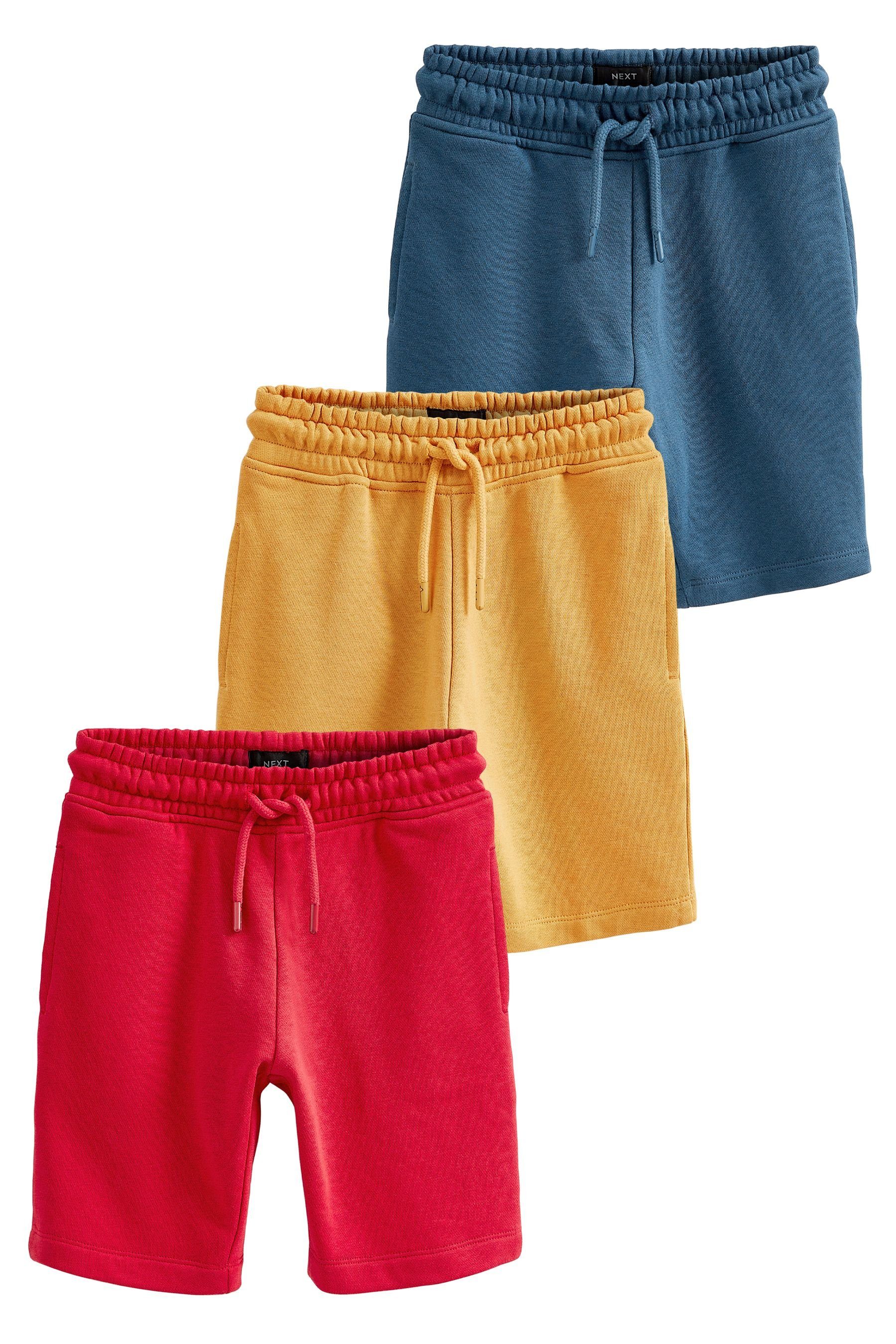Next Sweatshorts Jersey-Shorts, Blue/Red/Yellow (3-tlg) 3er-Pack