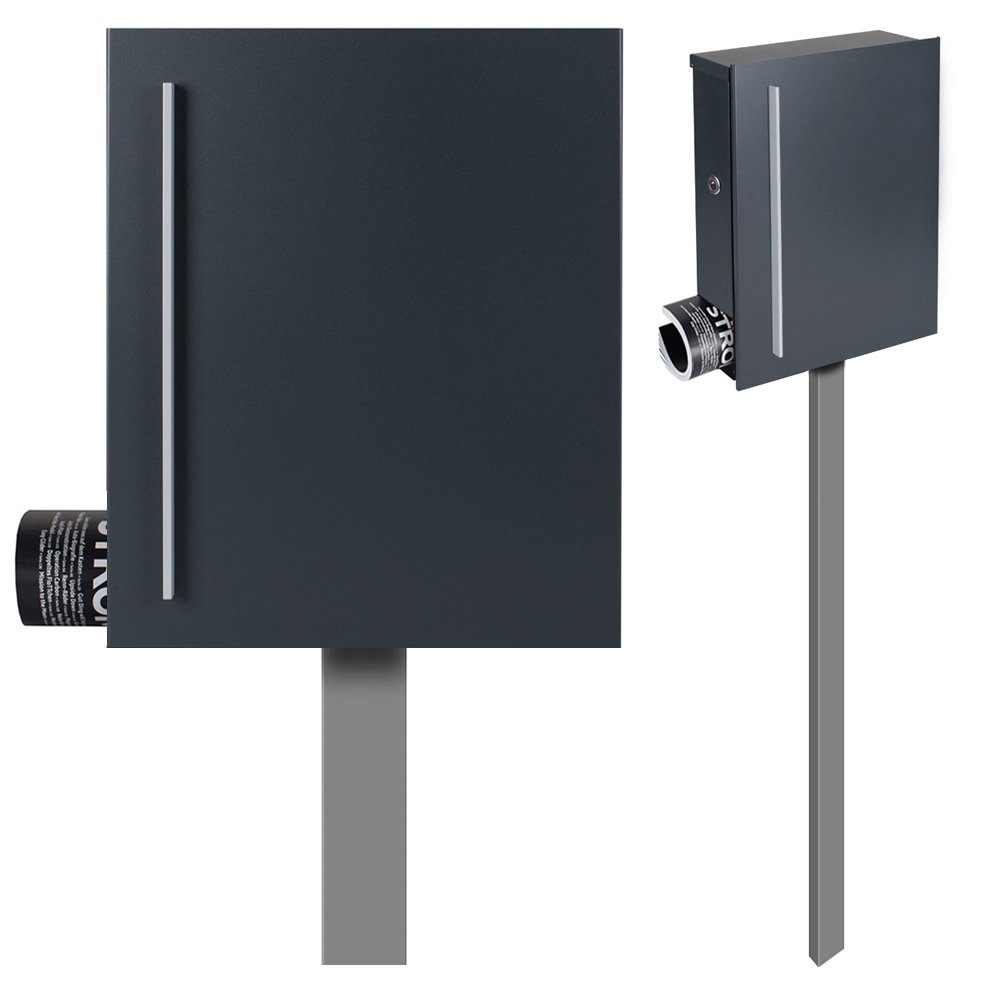 MOCAVI Standbriefkasten Standbriefkasten mit Zeitungsfach anthrazit (RAL 7016) SBox 110R-b