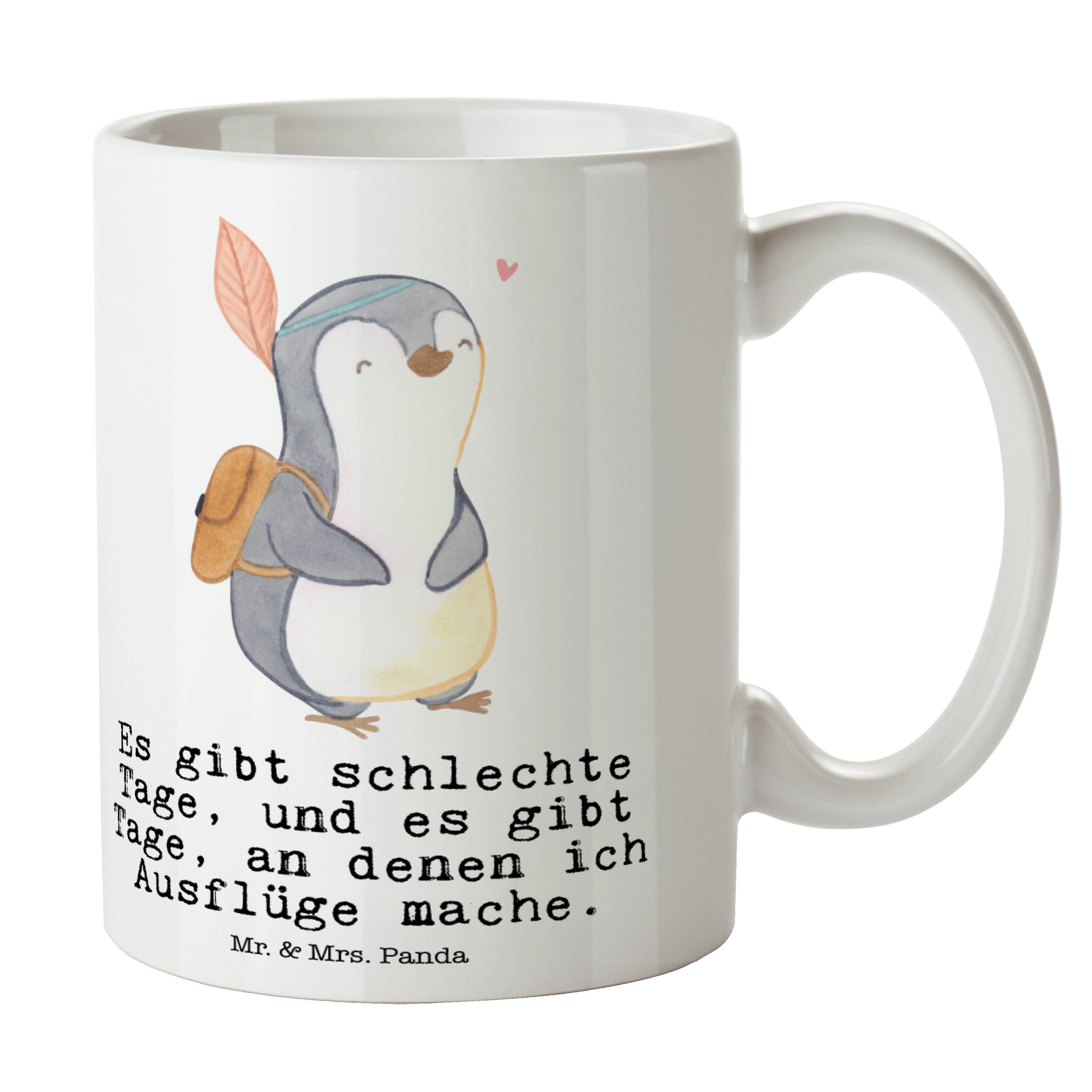 Mr. & Mrs. Panda Tasse Pinguin Ausflug Tage - Weiß - Geschenk, Schenken, Ausflüge machen, Ta, Keramik