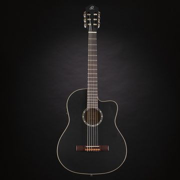 ORTEGA Guitars Konzertgitarre, RCE125SN SBK Small Neck Thinline Satin Black - 4/4 Konzertgitarre