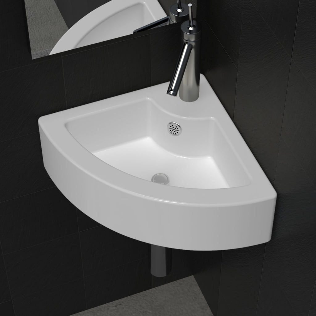Thumbnail - vidaXL Waschbecken Waschbecken Badezimmer Eckwaschbecken mit Überlauf 45 x 32 x 12,5 cm W