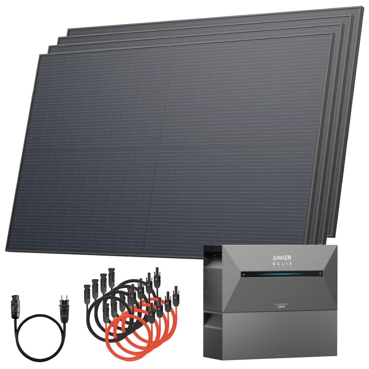 Solarway Balkonkraftwerk mit Speicher All in One 2000 Wp / 800 Watt 3,2 kWh Anker Solix 2 Pro, Monokristallin