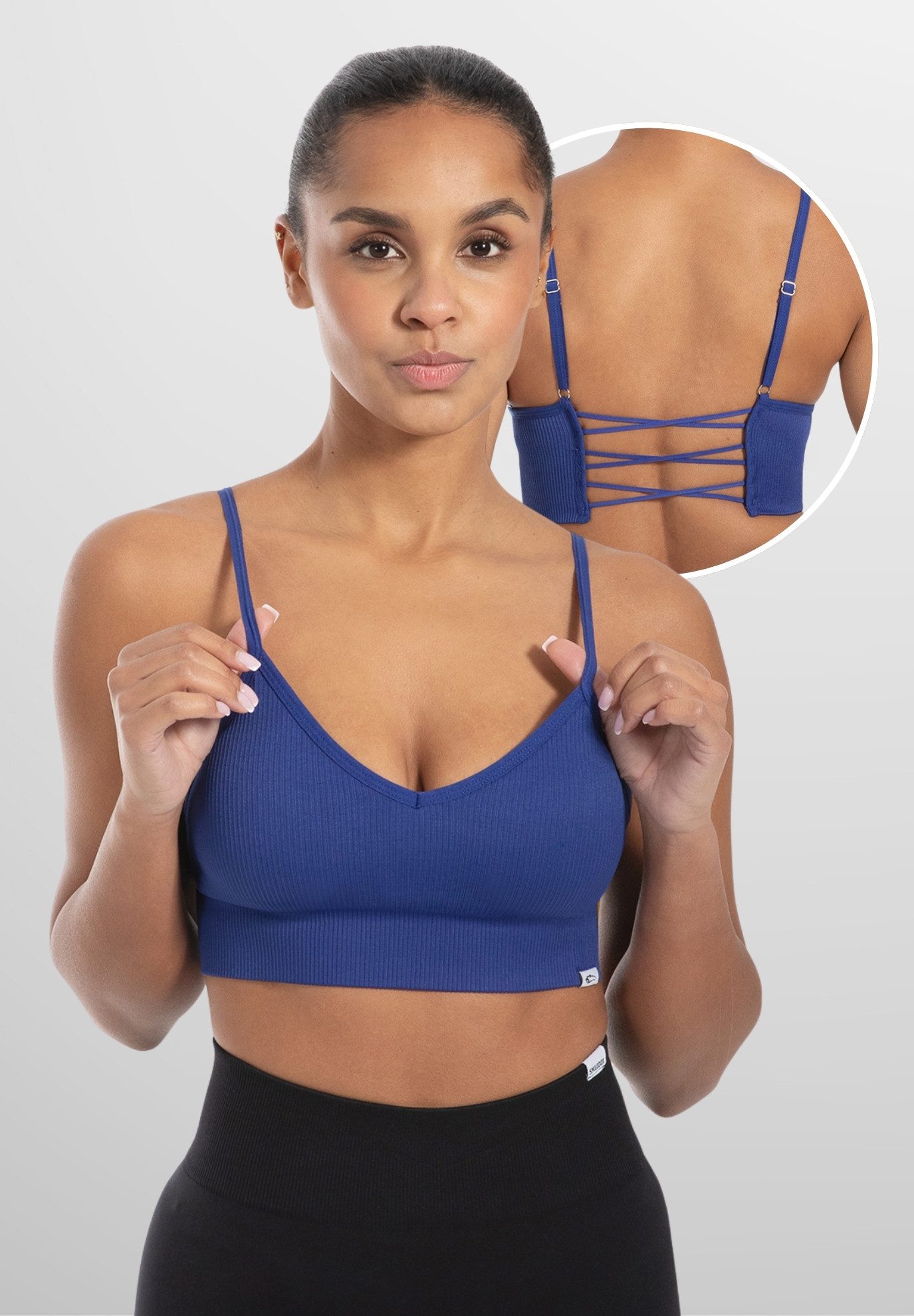 Smilodox Sport-BH Alma, Herausnehmbare Cups, Shaped Fit Yoga Bra V-Ausschnitt, Blickdicht, Ohne Bügel, Verstellbare Träger