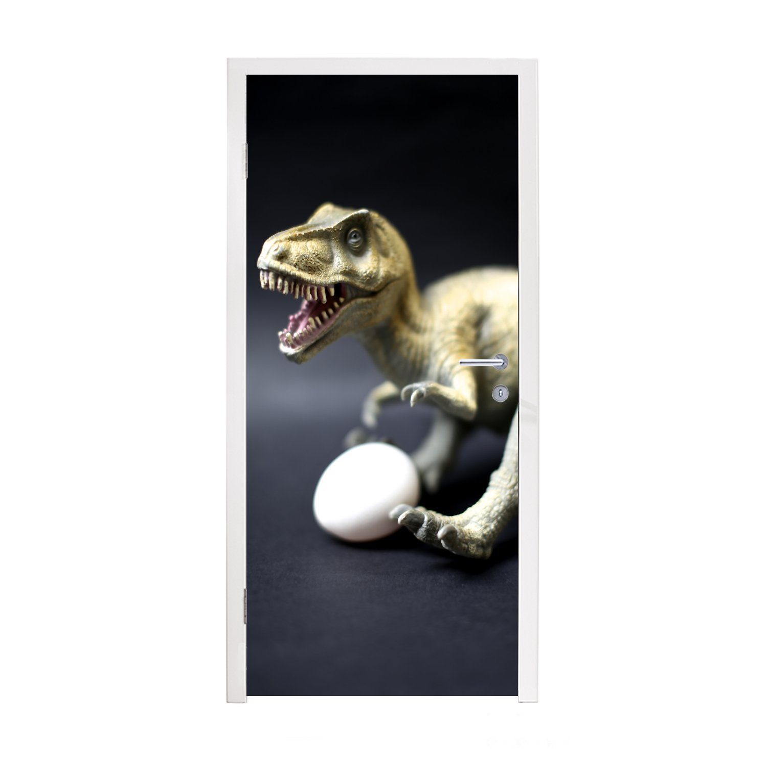 MuchoWow Türtapete Dinosaurier-Ei - weiß, Matt, bedruckt, (1 St), Fototapete für Tür, Türaufkleber, 75x205 cm
