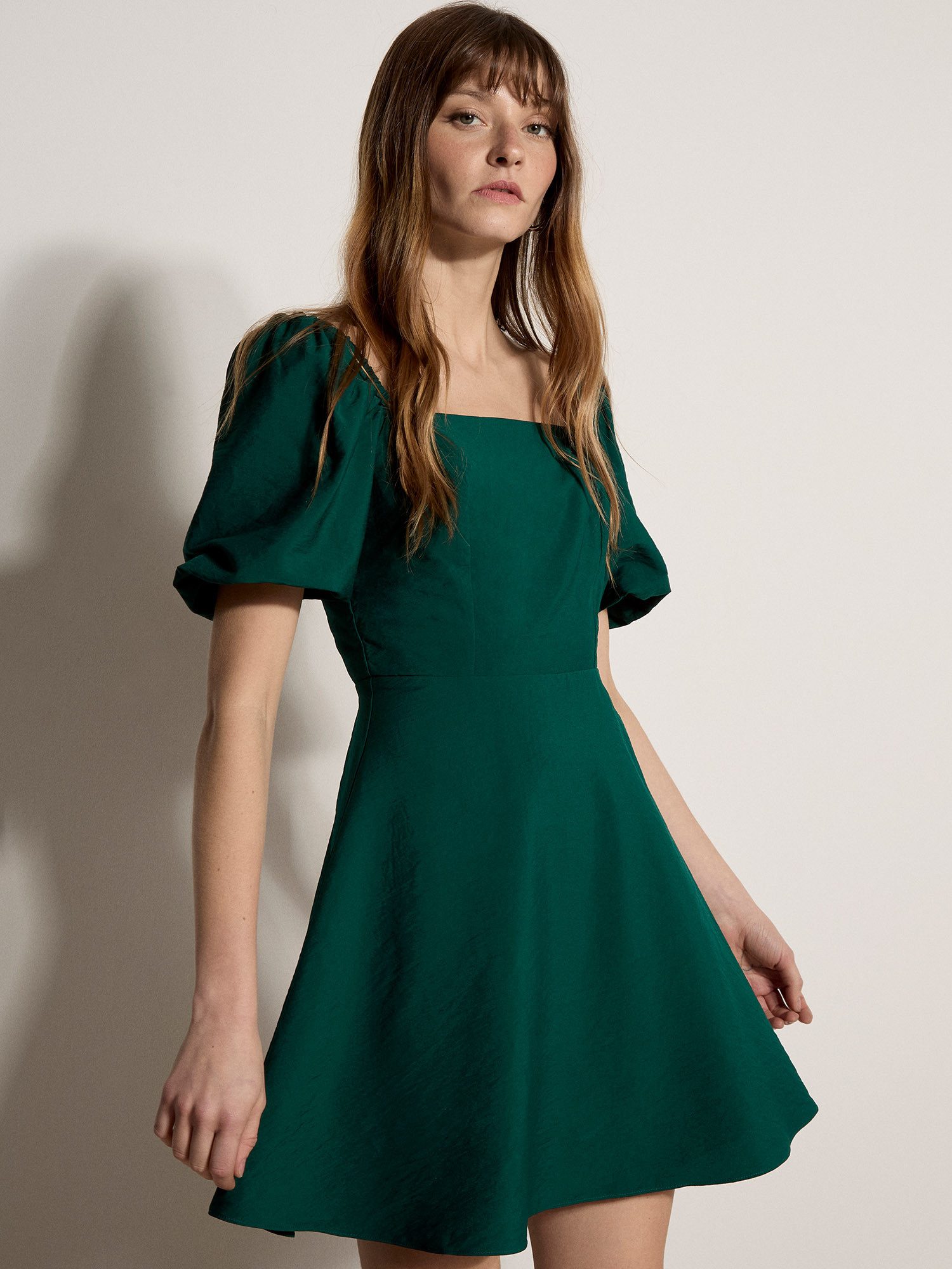 Apricot Minikleid Fit-and-Flare-Minikleid mit Smokarbeit Einfarbig günstig online kaufen