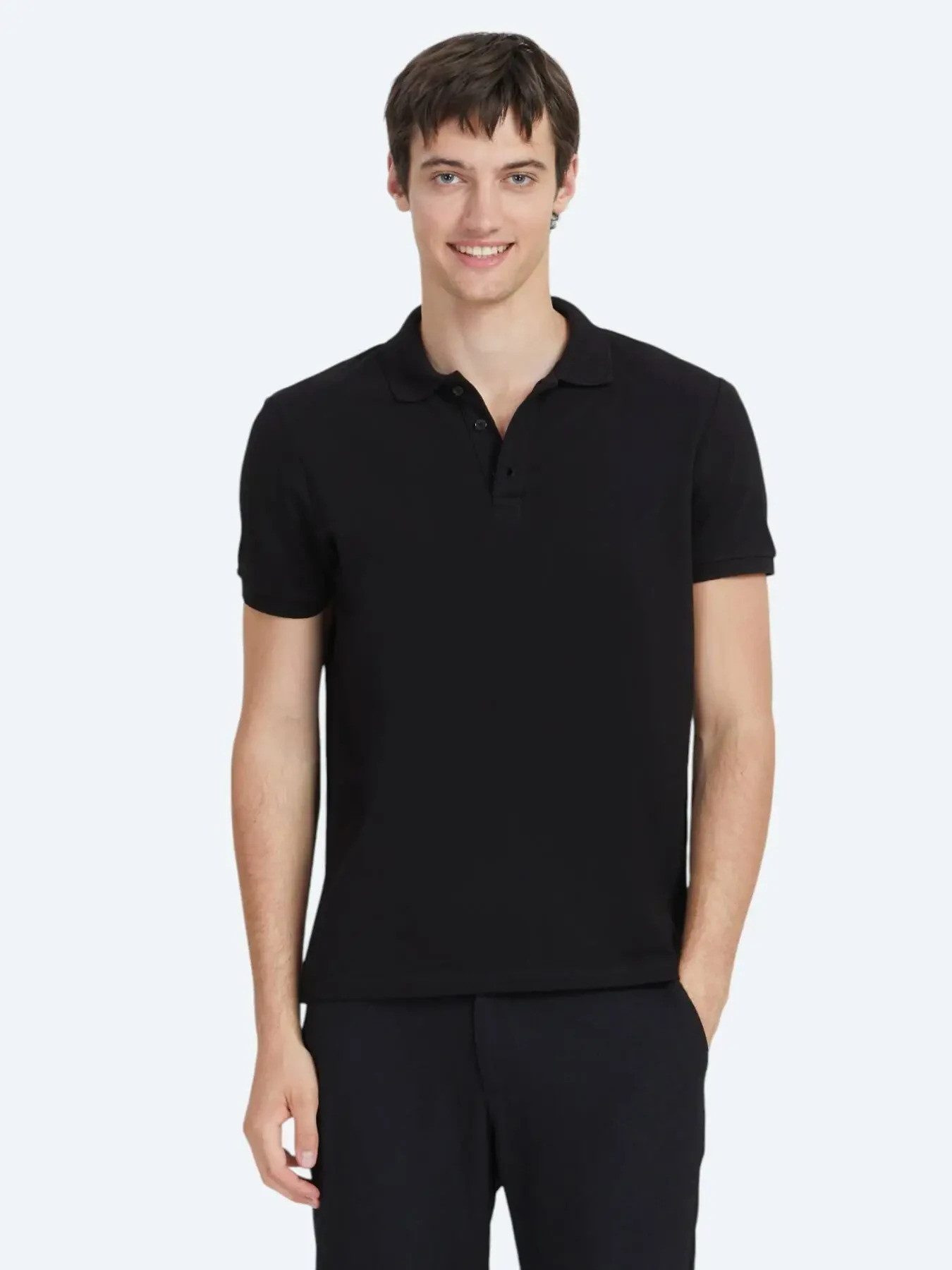 KİP T-Shirt Einfaches Baumwoll-Polo mit Rollkragen