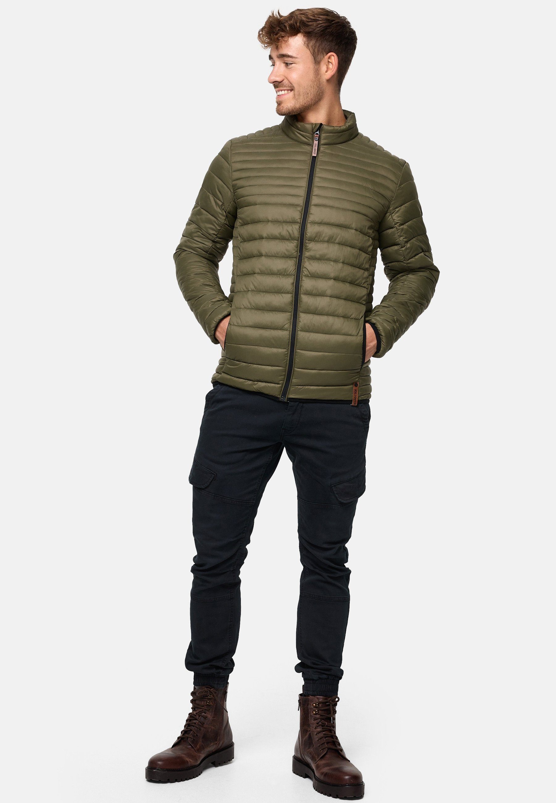Indicode Steppjacke Herren Islington Herrenjacke Daunen-Optik Steppjacke mit Stehkragen