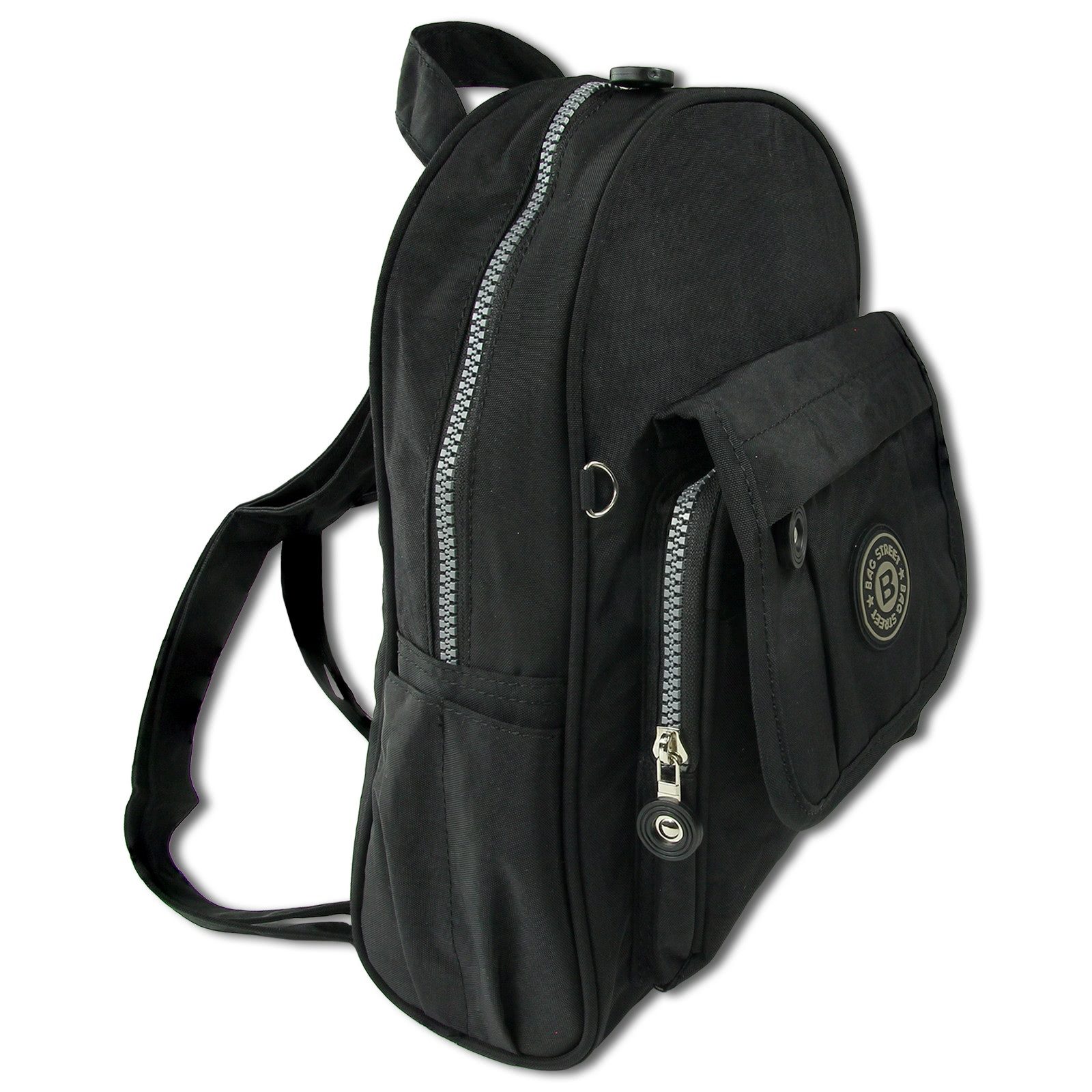 BAG STREET Freizeitrucksack Bag Street Rucksack Crinkle Nylon schwarz, Damen, Jugend Cityrucksack, Freizeitrucksack Nylon, schwarz 30cm hoch