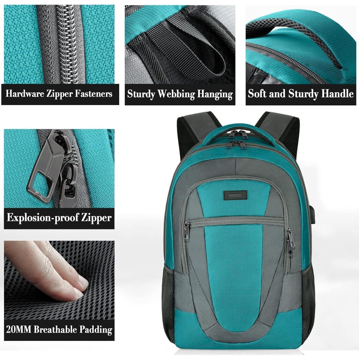 LuxusKollektion Laptoprucksack Rucksack Herren Damen Wasserdicht Laptop USB Anti 17.3 Zoll Grüngrau