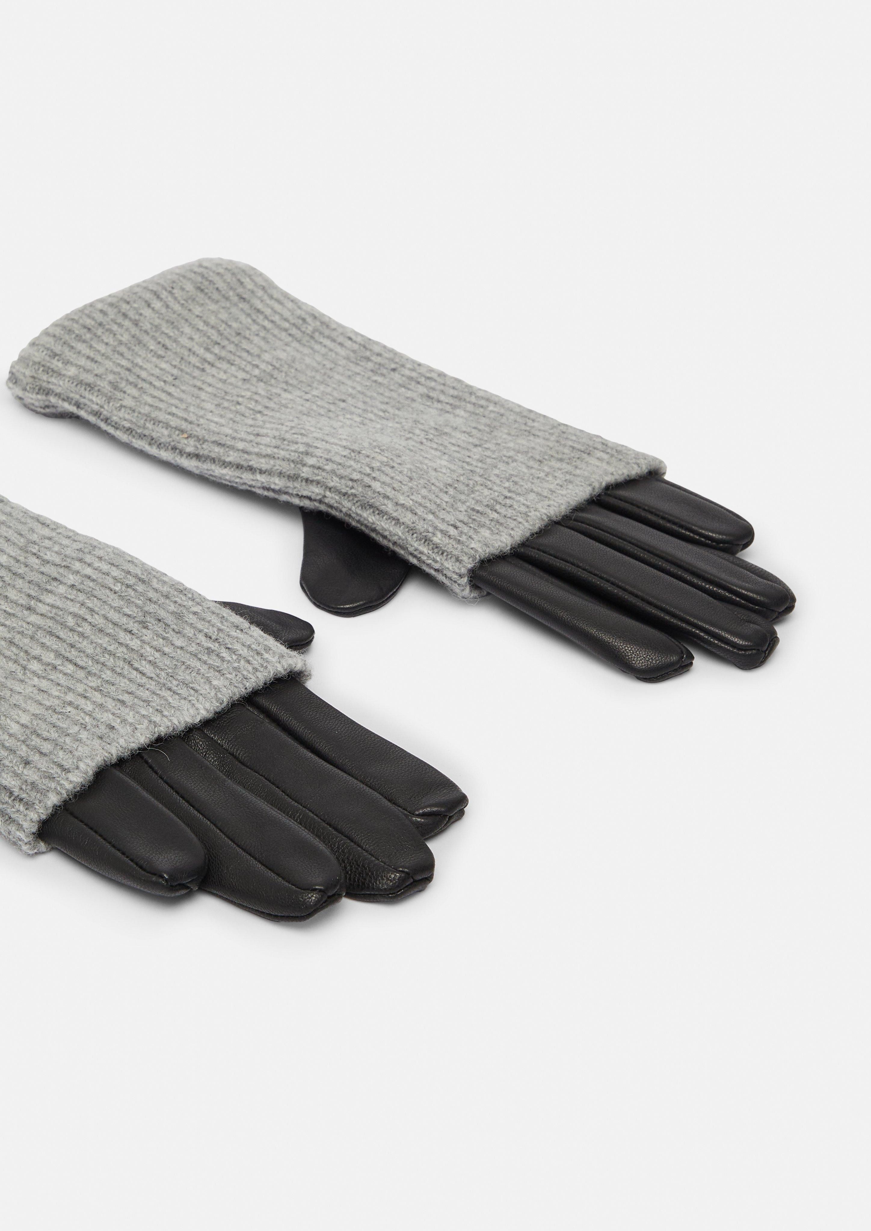 comma Lederhandschuhe Lederhandschuhe mit Strickstulpe günstig online kaufen