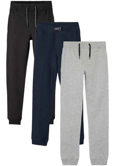 Name It Sweatpants Basic Jogginghose 3-er Stück Set Sweatpants NKMSWEAT (3-tlg) 5484 in Schwarz-Navy-Grau