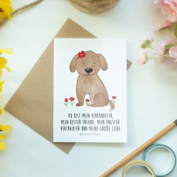 Mr. & Mrs. Panda Grußkarte Hund Dame - Weiß - Geschenk, Geburtstagskarte, Hundebesitzer, Einladu, Hochglänzende Veredelung