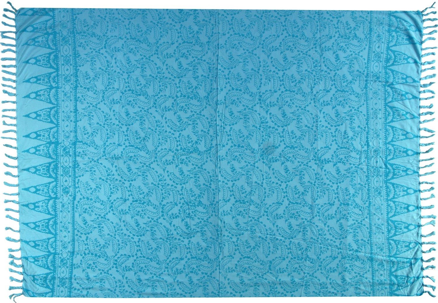 Wogeka Sarong blickdichter Sarong blau als Strandtuch Strandkleid Wickelrock