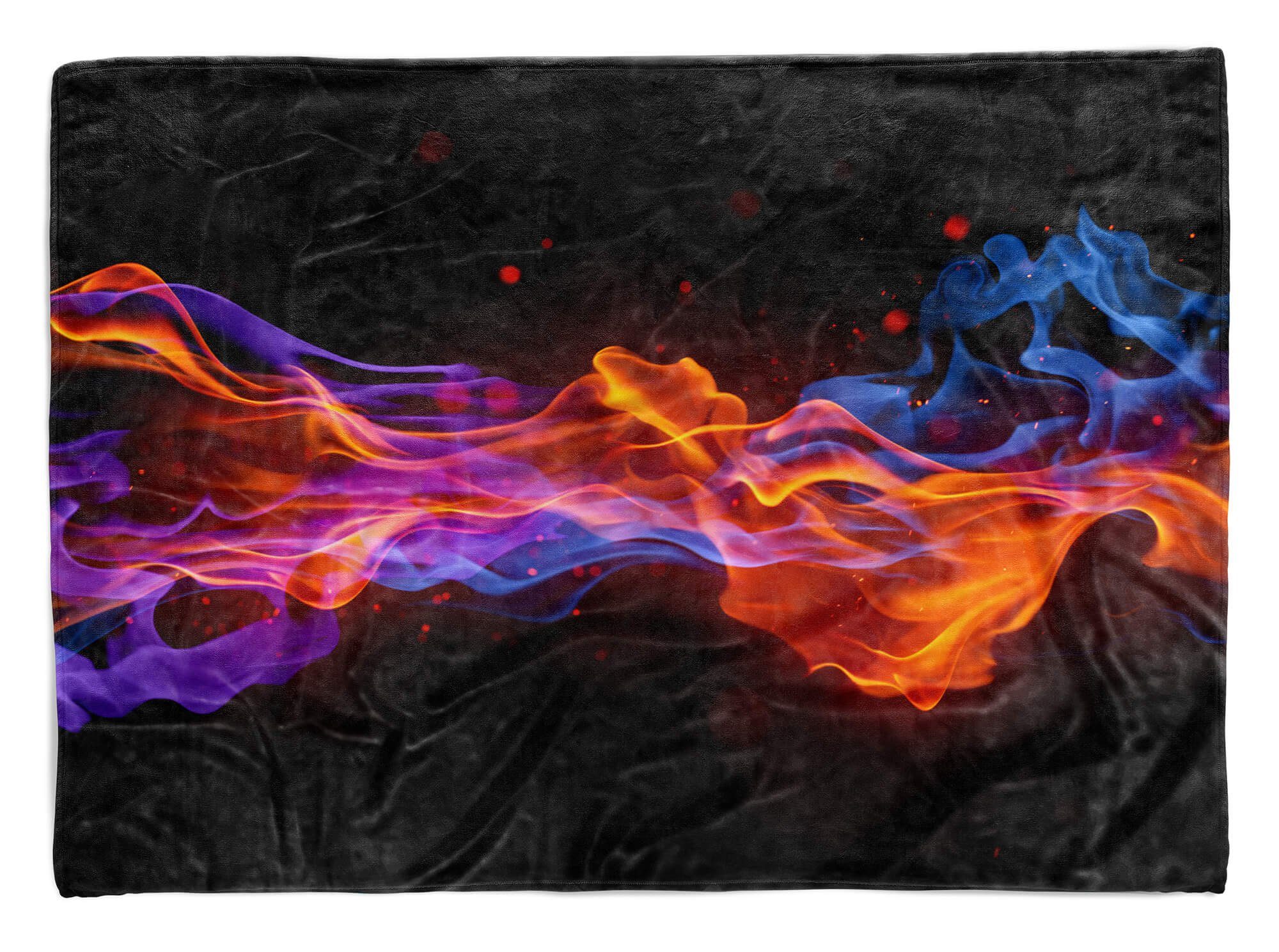 Handtuch Kuscheldecke Kunstvoll, Flammen Handtuch mit Blau Saunatuch Strandhandtuch (1-St), Rot Handtücher Art Baumwolle-Polyester-Mix Fotomotiv Sinus