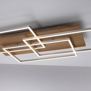 Paul Neuhaus LED Deckenleuchte PALMA, 3-flammig, Aluminium, Holzwerkstoff, Anpassung der Farbtemperatur, Dimmfunktion, Memoryfunktion, LED fest integriert, Neutralweiß, Warmweiß, LED Deckenlampe, mit Fernbedienung