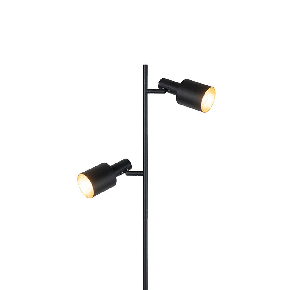 Qazqa Stehlampe Stijn, LED wechselbar, E27, Schwarz, Modern, Stahl, 2-flammig