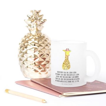 Mr. & Mrs. Panda Teeglas Giraffe Blumenkranz - Transparent - Geschenk, Afrika, Teebecher, Freu, Premium Glas, Edler Aufdruck