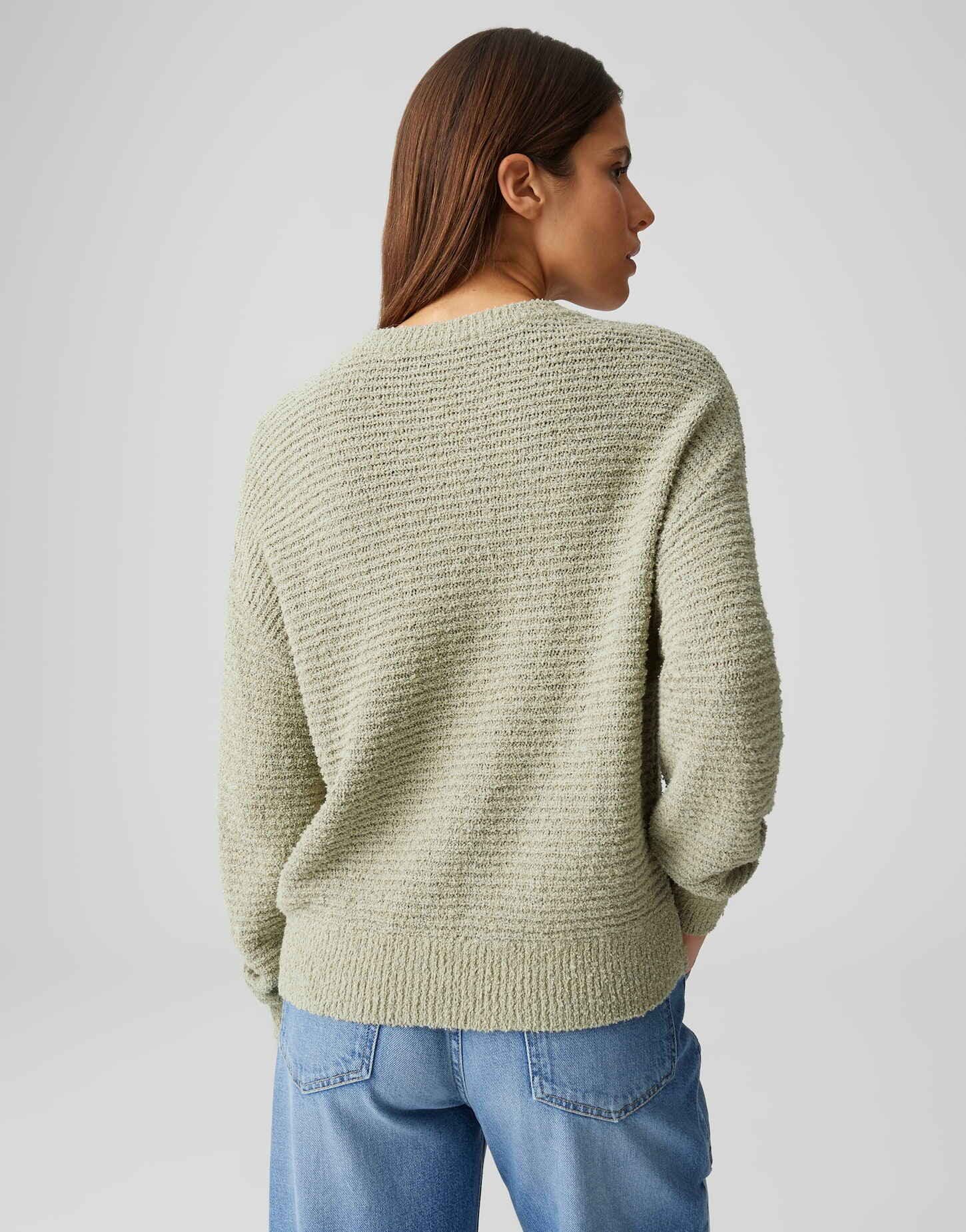 OPUS Strickpullover Piperi aus flauschigem Frisé Garn Loose Fit Strickbündchen, Rippstrick, weich fließender Fall