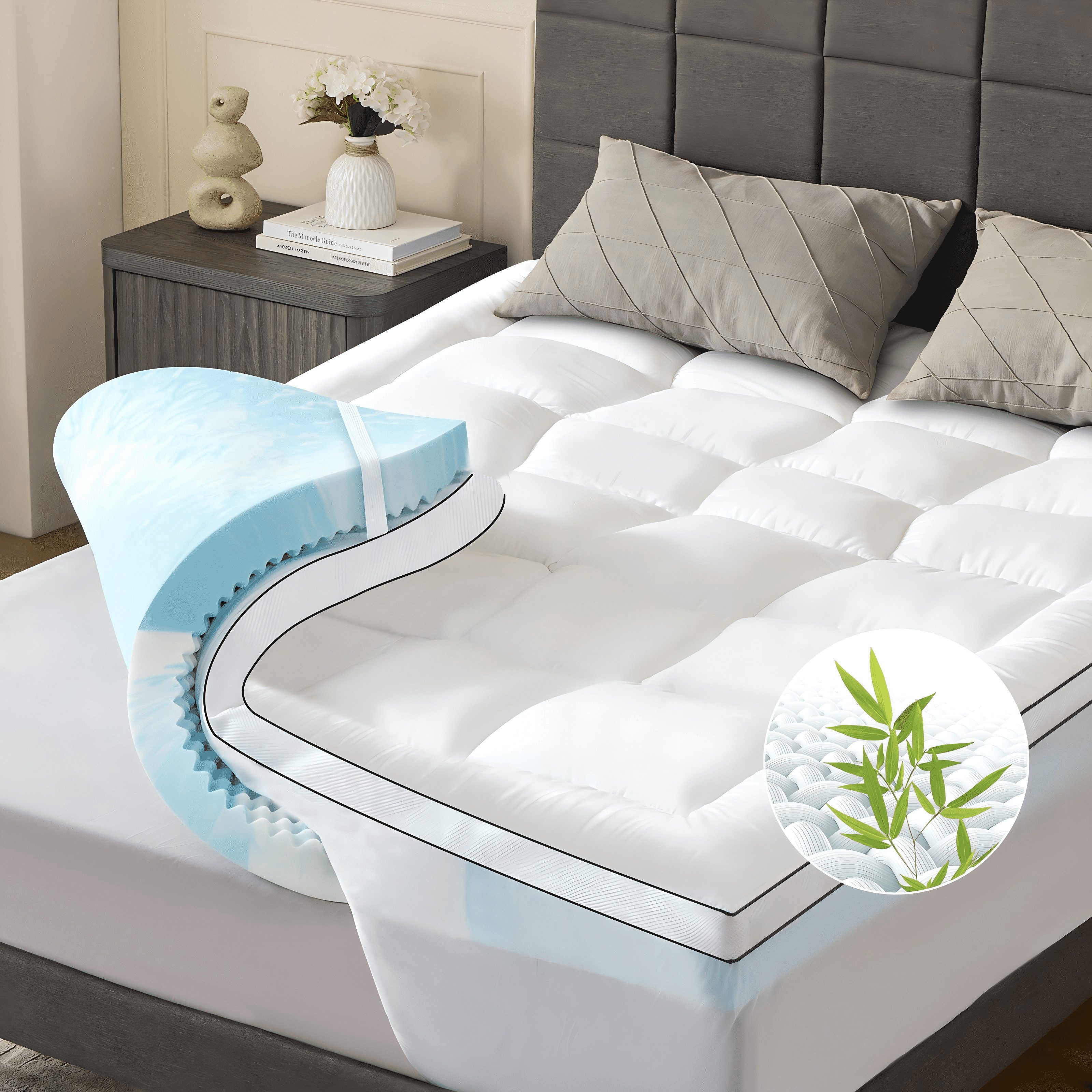 NicePlus, Topper Matratzentopper, 10 cm hoch, Topper für Boxspringbett, ergonomisch, atmungsaktiv, Waschbar Bezug