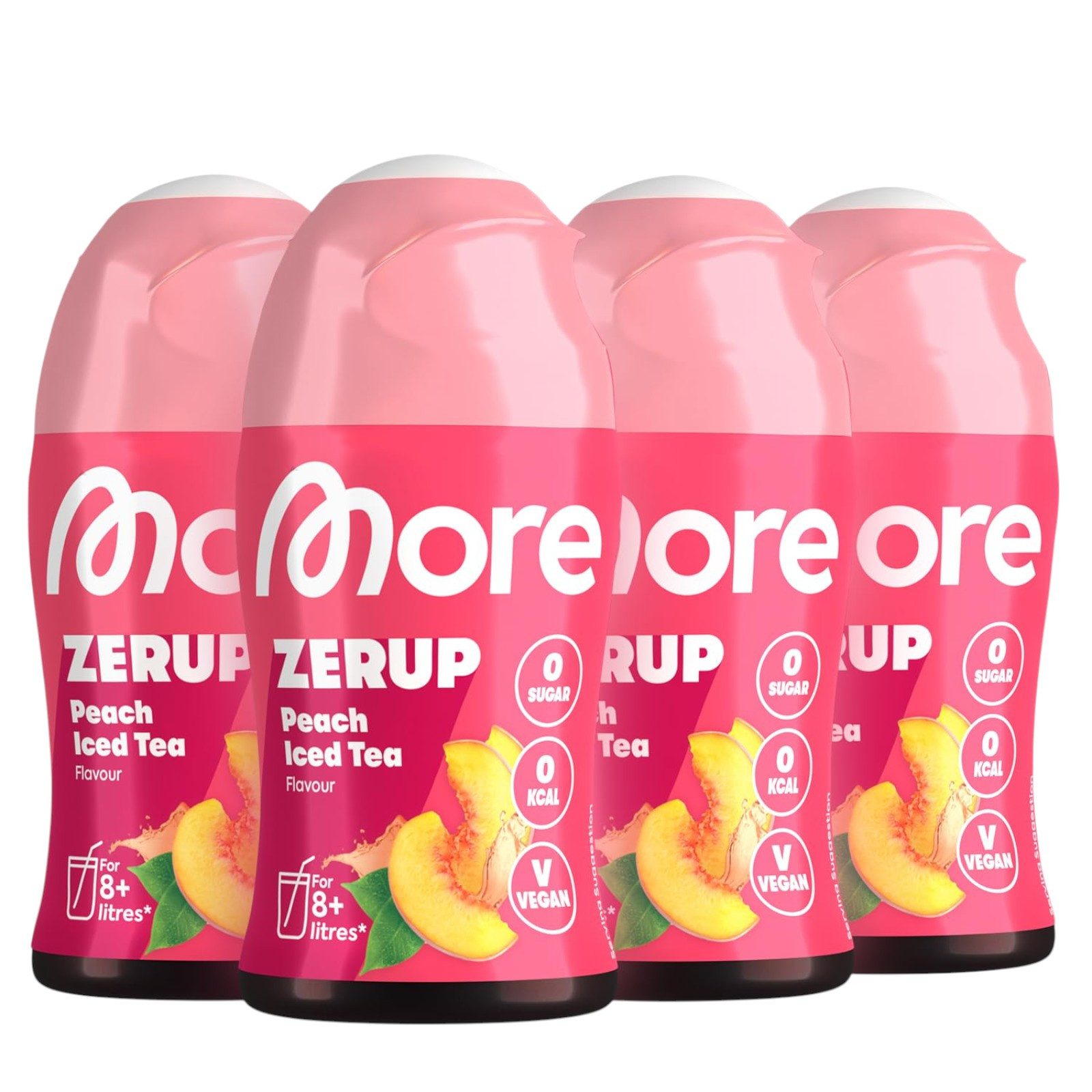 MORE Zerup, Peach Iced Tea, 4 x 65 ml, für bis zu 32 l Fertiggetränk Tropfen