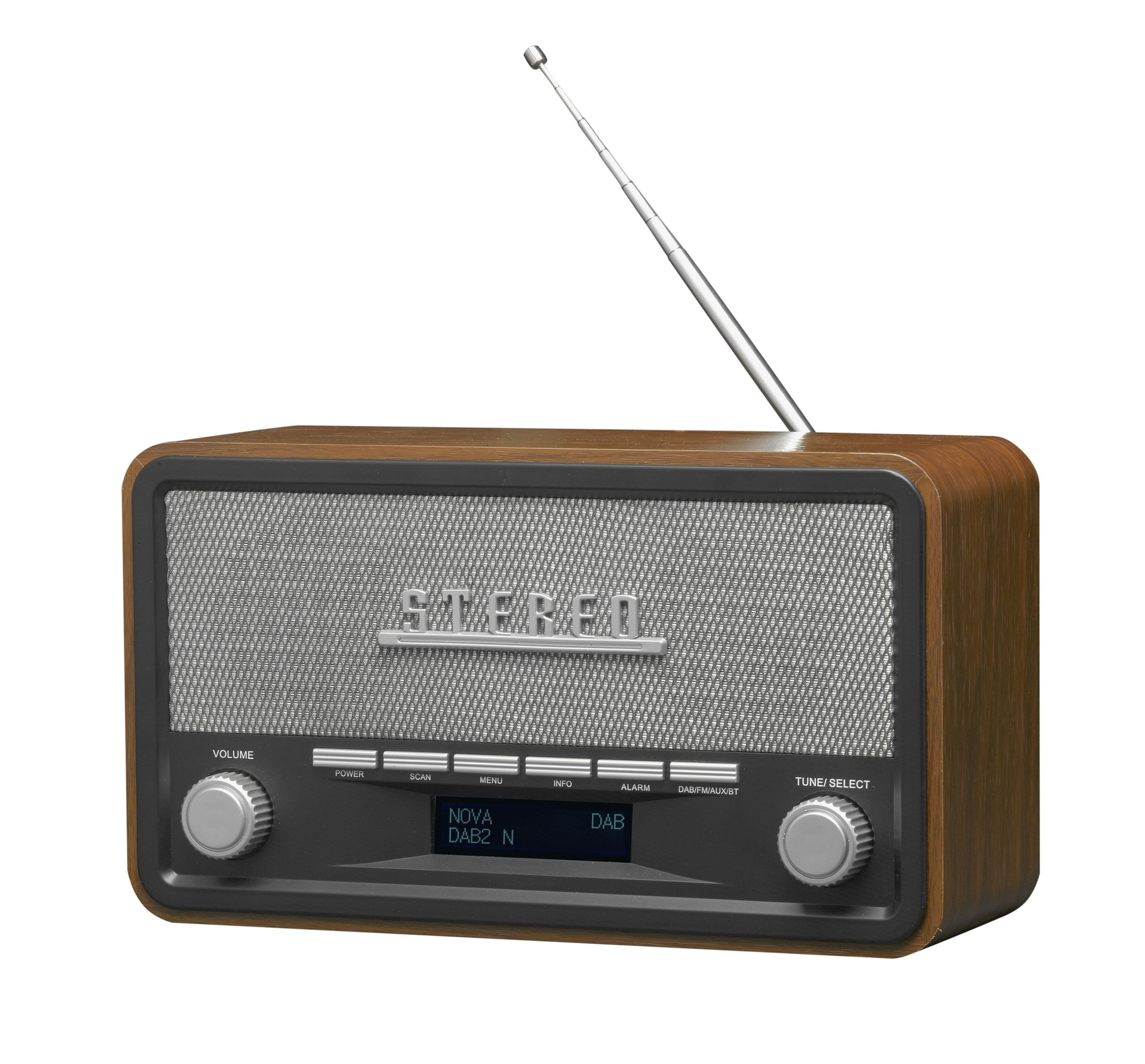 Denver DAB-18 braun Radio (Echtholz-Retro-Design · DAB+ & FM · Bluetooth · Wecker)