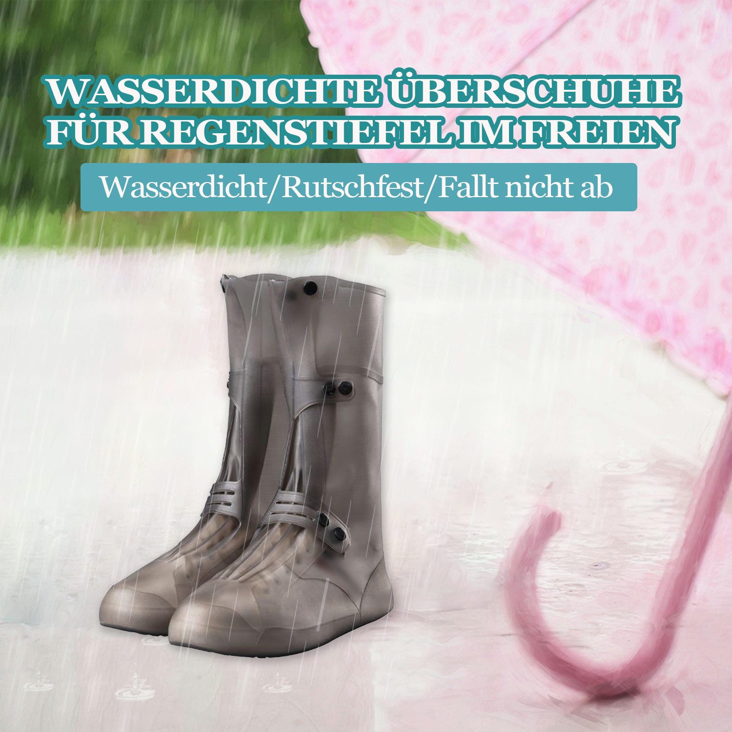 Refttenw Schuhüberzieher Faltbare Wasserdicht Überschuhe,Schuhüberzieher,Rutschfest