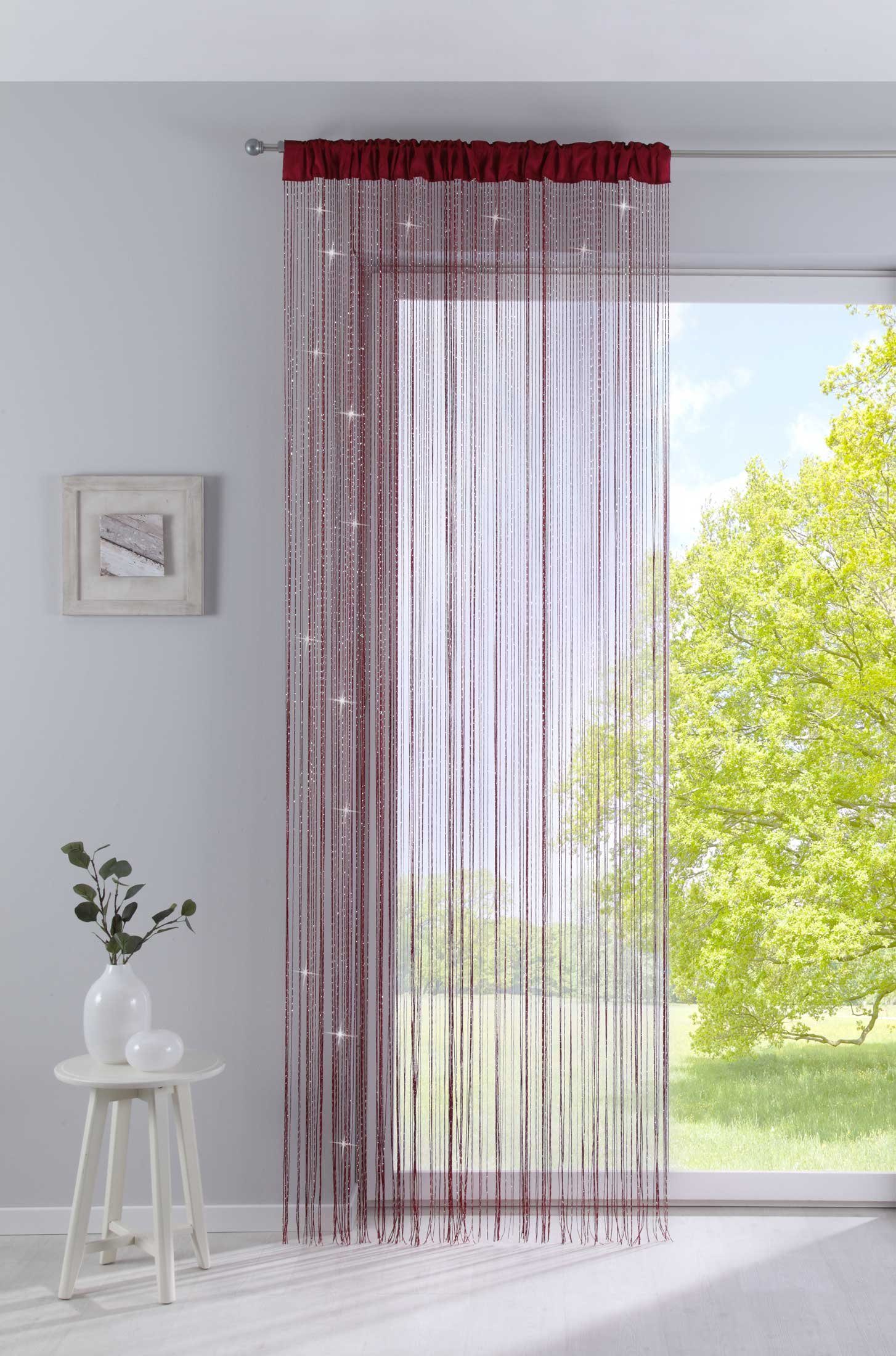 Lurex Bordeaux 20303CN transparent, Kräuselband Gardine, Raumteiler Stangendurchzug St), (1 Gardinenbox, Tunneldurchzug Fadengardine