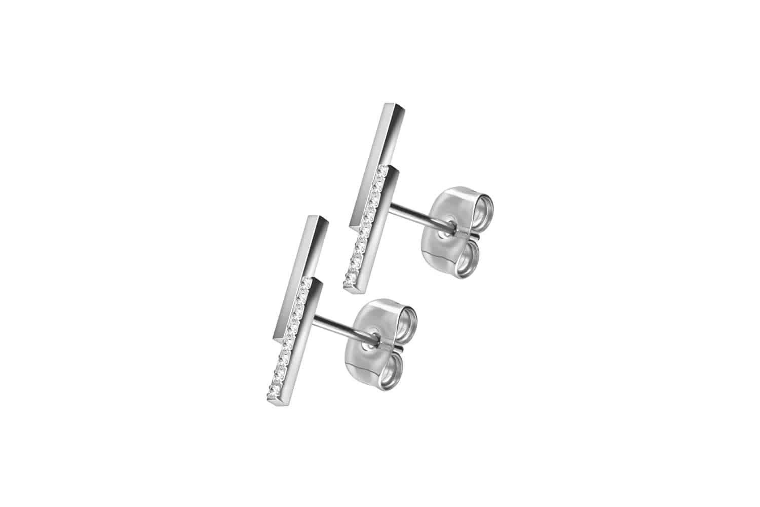 FILANGO Paar Ohrstecker Titan Ohrstecker BALKEN + EINGEFASSTE KRISTALLE (Oh günstig online kaufen