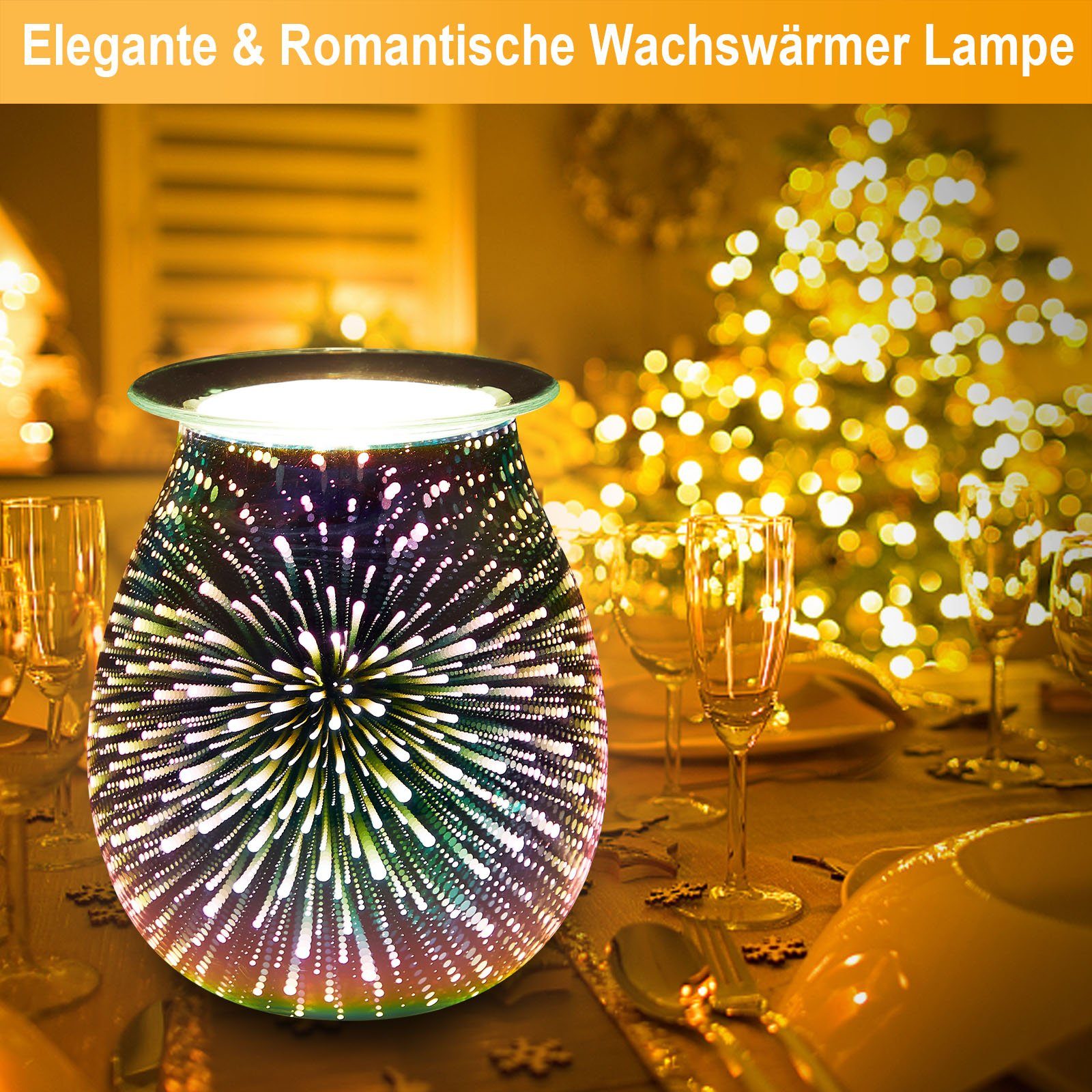 Rosnek Diffuser 3D Feuerwerk/Kreis, dimmbar, für Schlafzimmer und Wohnzimmer, Elektrischer Wachsschmelzer