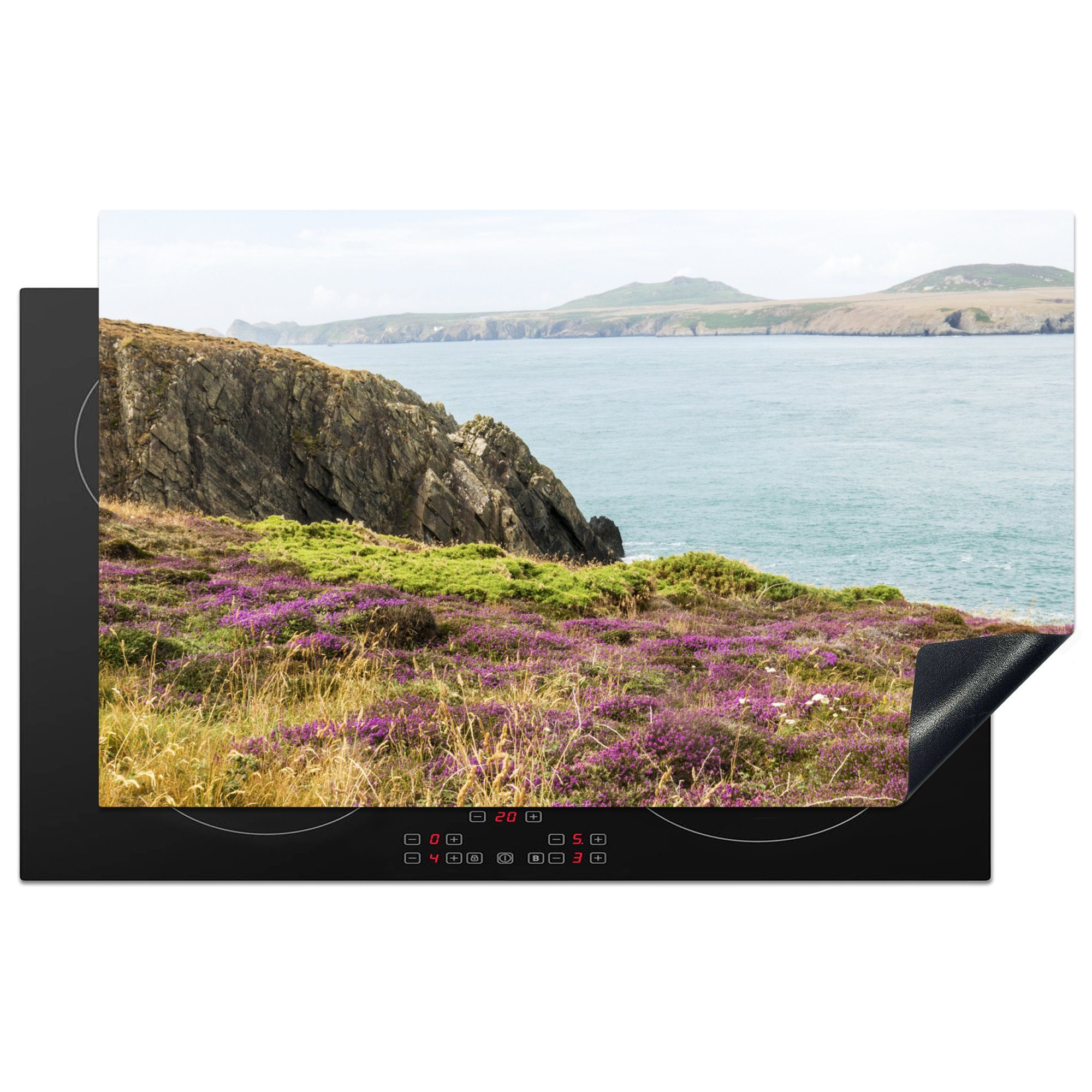 MuchoWow Herdblende-/Abdeckplatte Englisches Gras auf Klippen cm, Park, Arbeitsplatte Pembrokeshire Vinyl, 83x51 National den küche im Ceranfeldabdeckung, Coast für tlg), (1