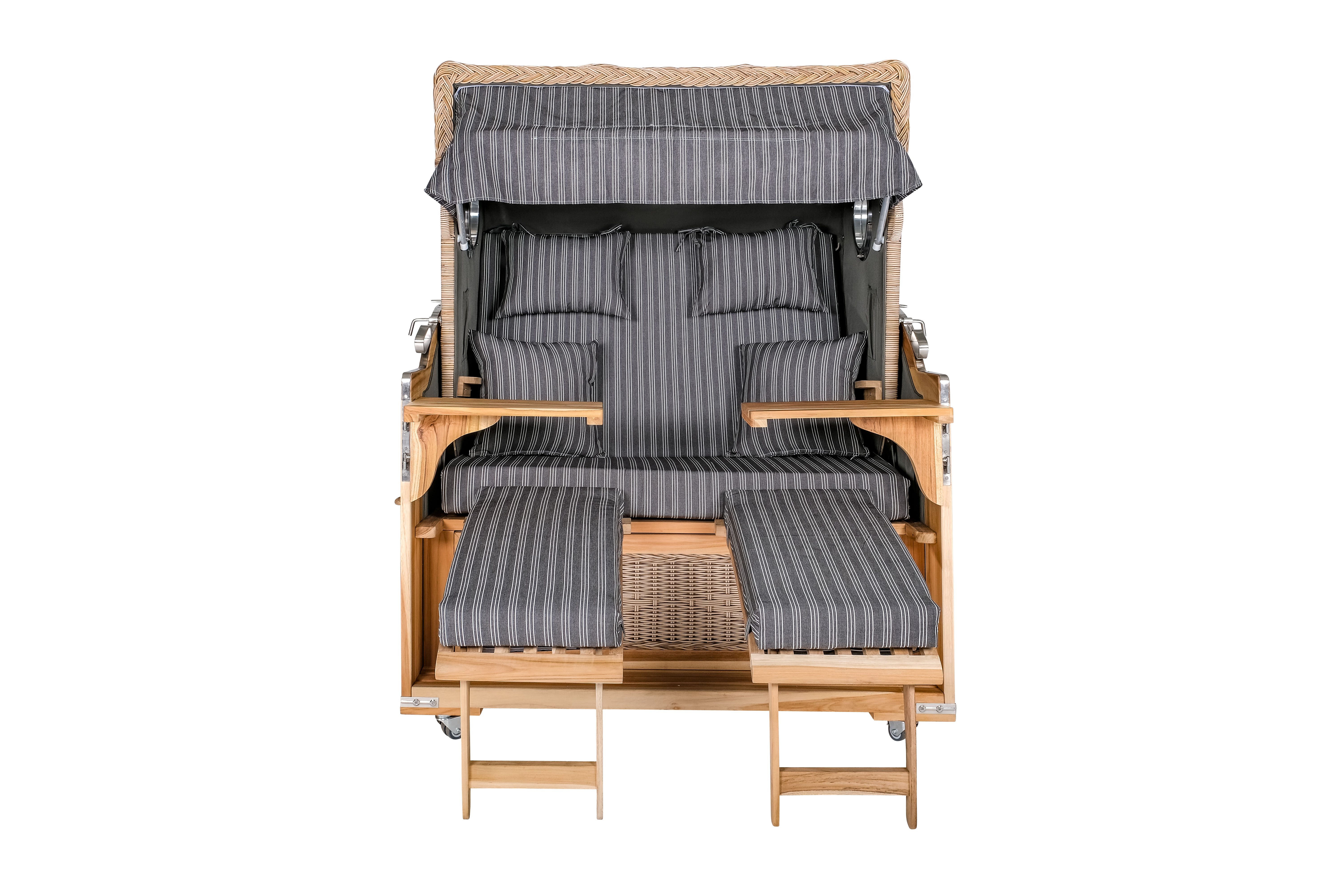 WebaVita Strandkorb Webavita Strandkorb Bali Grau Teak, BxTxH: 136x95x160 cm