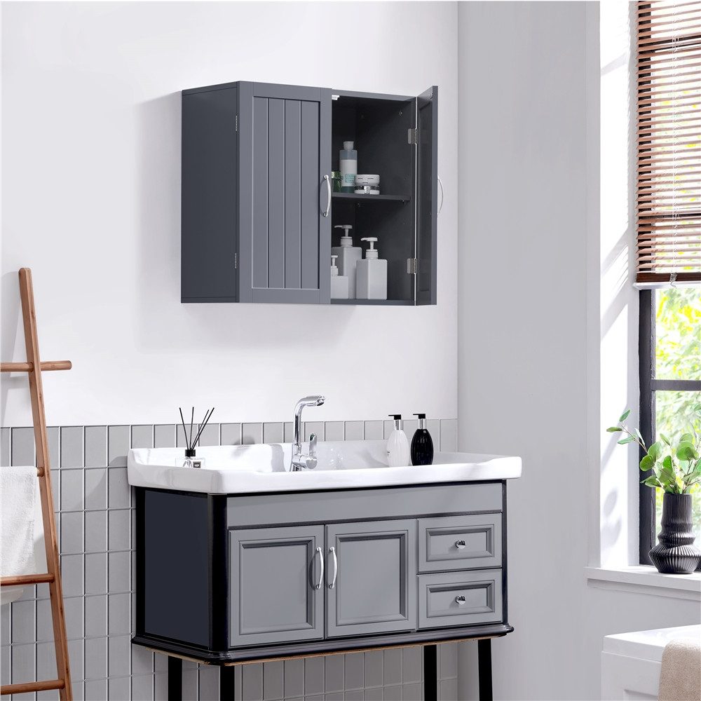 Yaheetech Hängeschrank Badkommode mit 2 Türen & Höhenverstellbarem Einlegeb günstig online kaufen