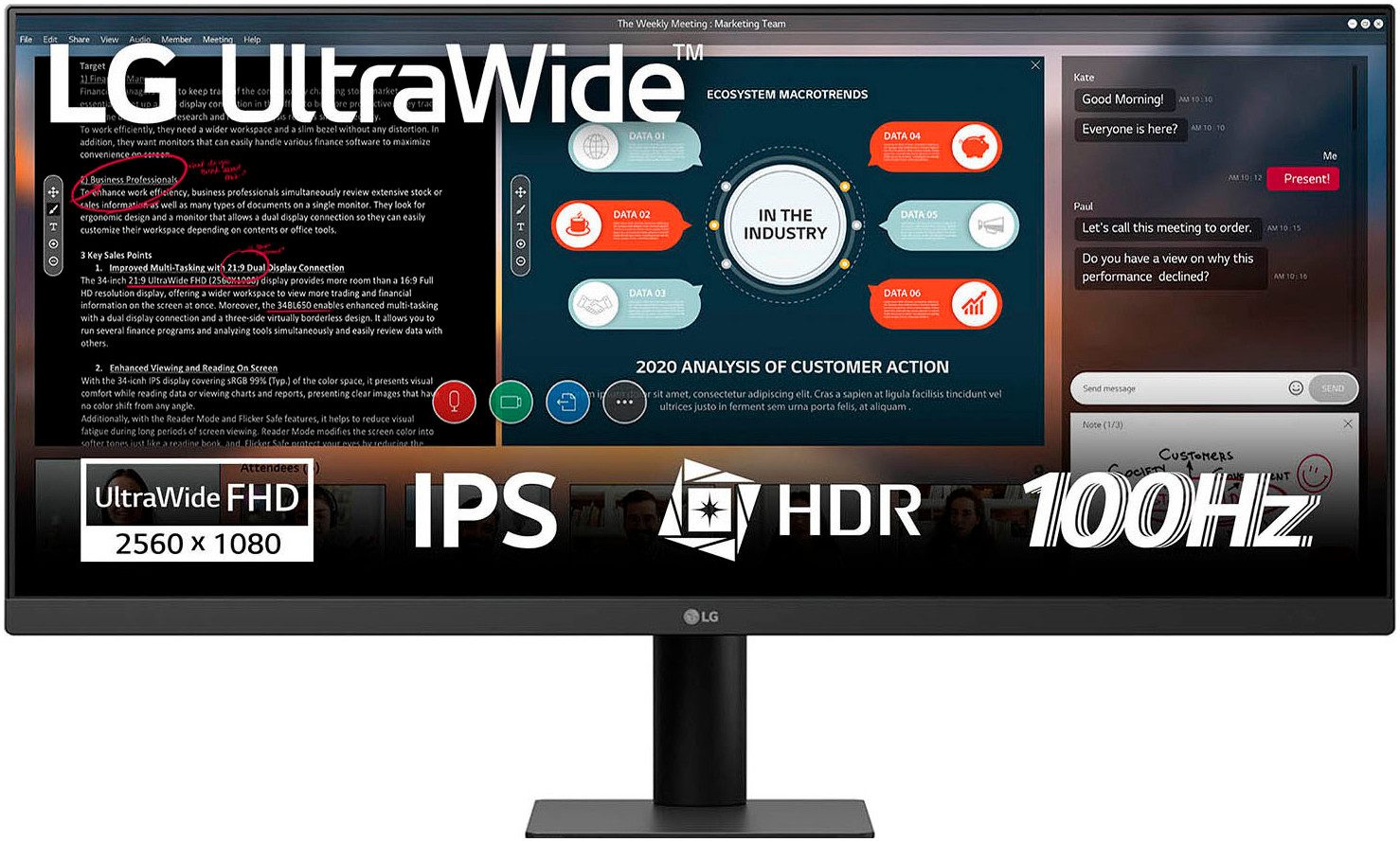 LG 29U511A LCD-Monitor (73 cm/29 ", 2560 x 1080 px, UWFHD, 5 ms Reaktionszeit, 100 Hz, IPS-LCD)