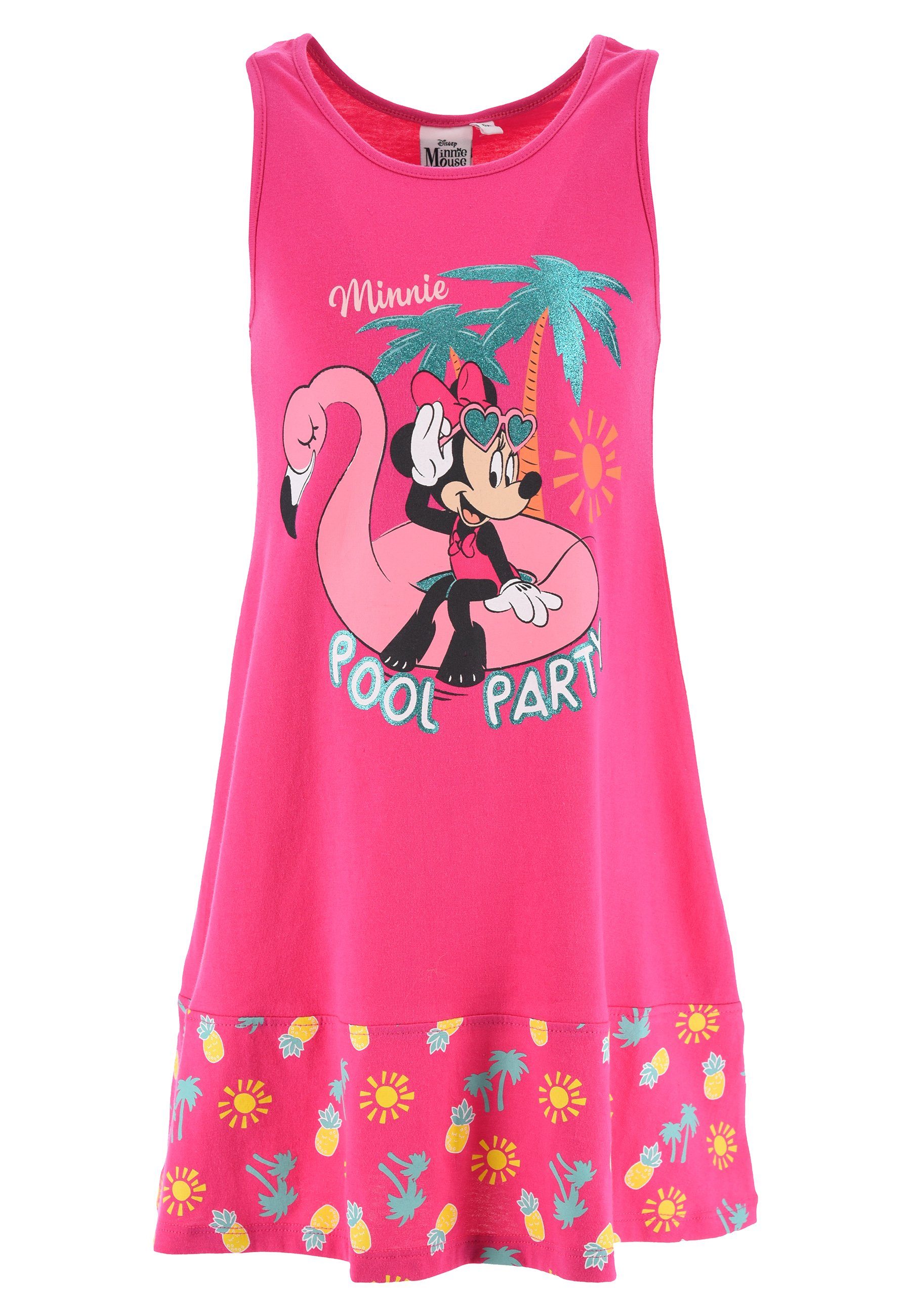 Mädchen Ärmellos Pink Sommerkleid Strand-Kleid Disney Mouse Sommer-Kleid Minnie