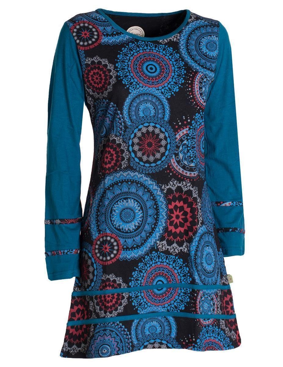 Vishes Jerseykleid Langarm Longshirt-Kleid Sweatkleid Shirt-Kleid Madalas Hippie, Ethno, Elfen, Retro Style
