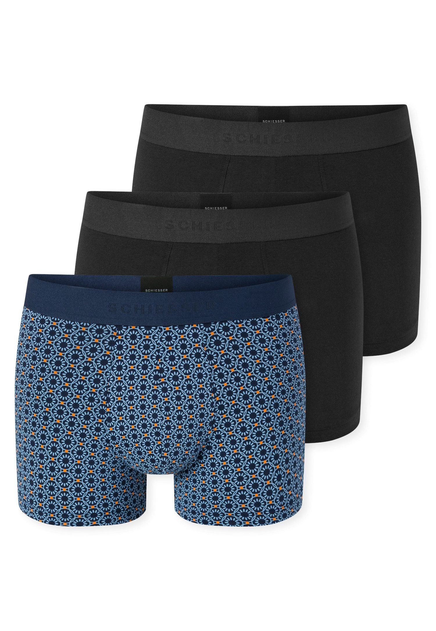 Schiesser Boxer 95/5 Multipacks (3er Pack) ohne Eingriff, softer Logo-Webgummibund