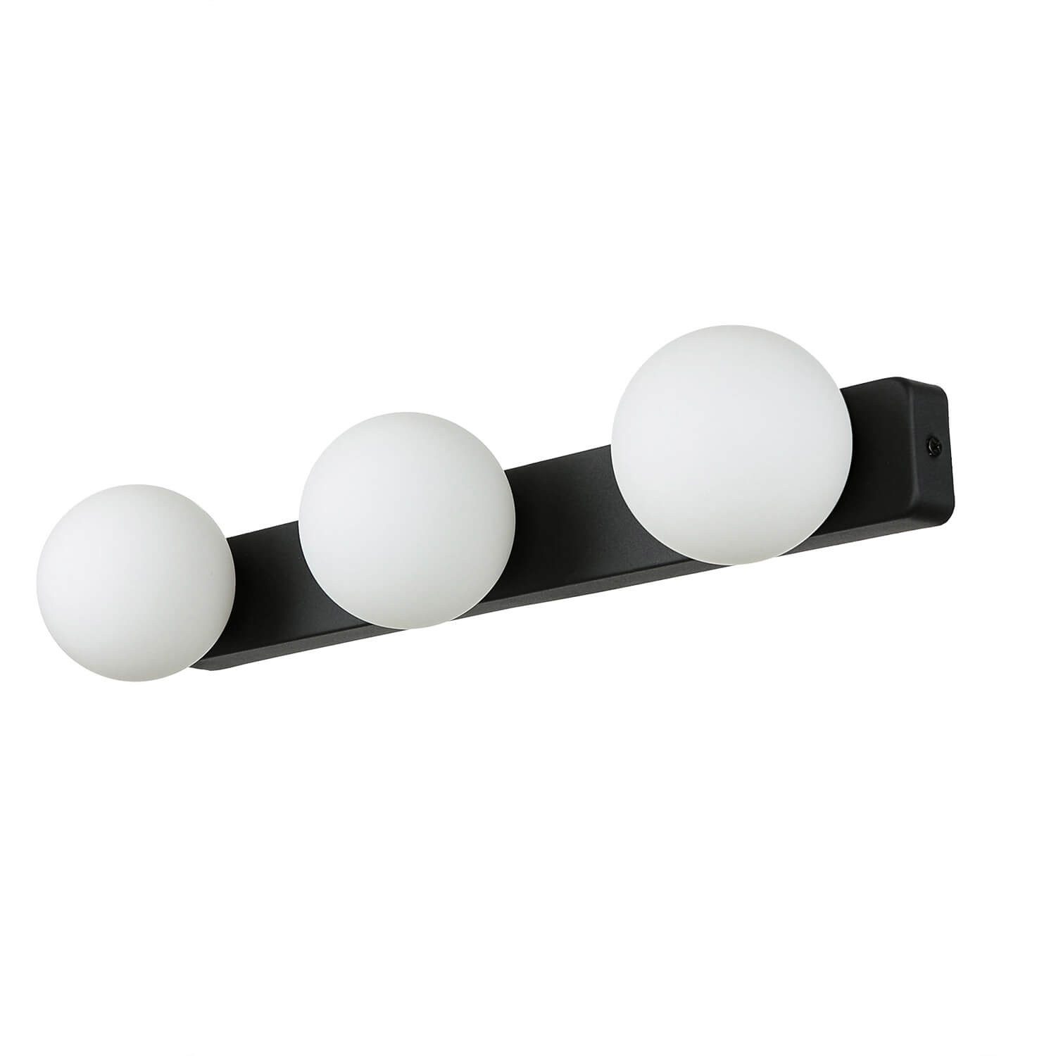 Licht-Erlebnisse Wandleuchte BRAZOS, ohne Leuchtmittel, Badezimmerleuchte Wand 40 cm blendarm Schwarz Weiß Kugelschirme