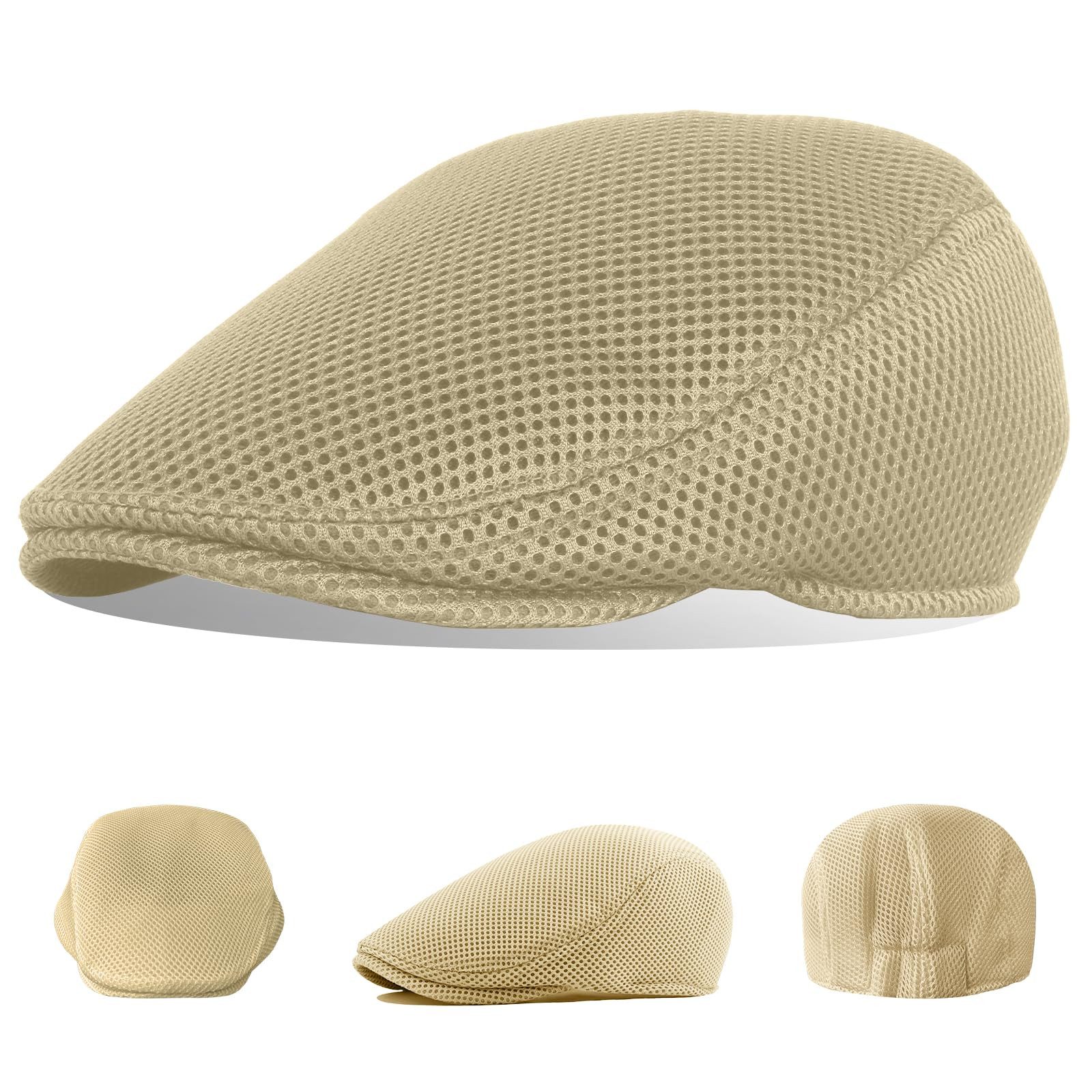 Zaewry Flat Cap Herren Atmungsaktive Mesh-Sommermütze Verstellbare Schiebermütze Baskenmütze Ivy Cap Cabbie Flat Cap