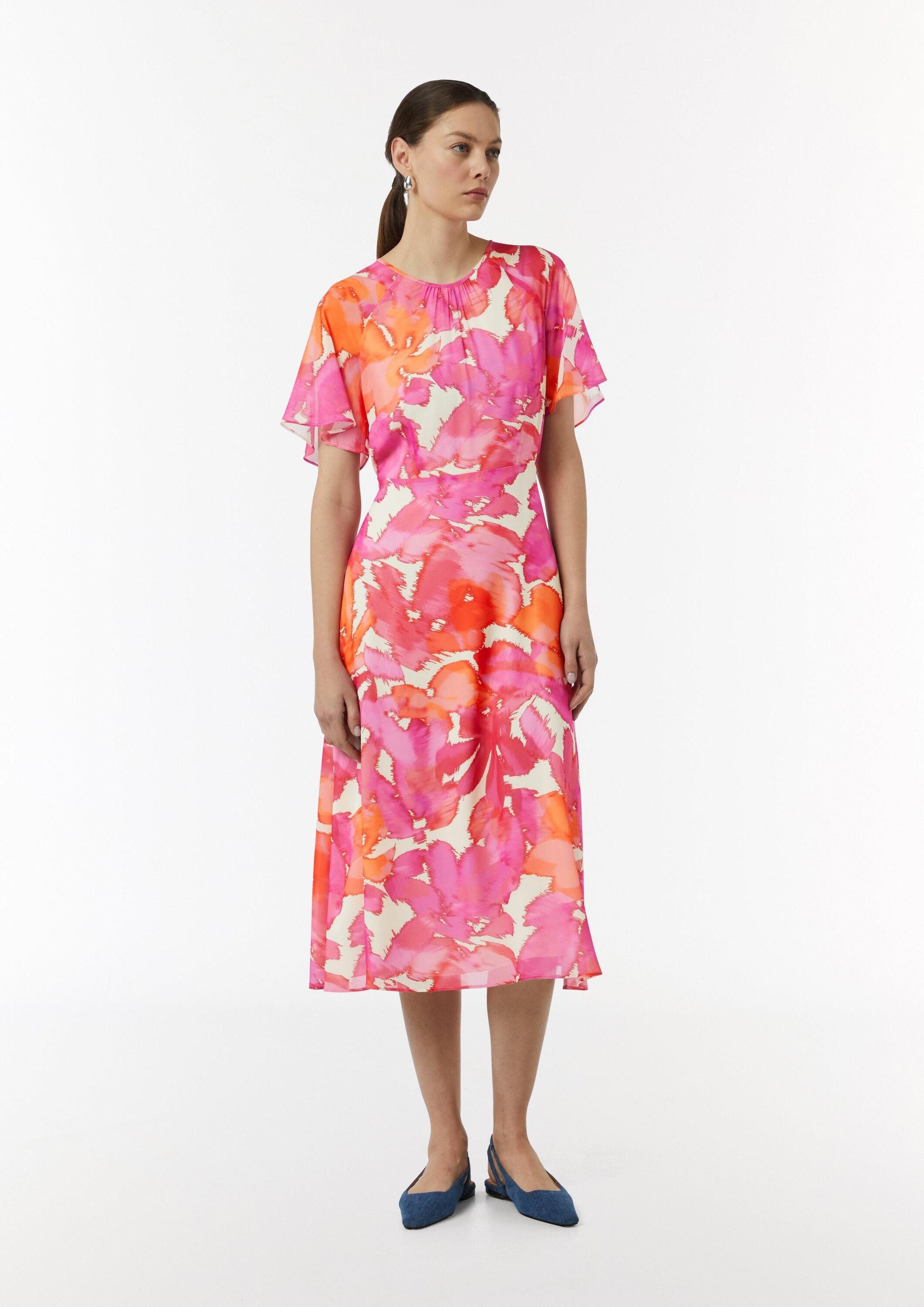 comma Midikleid Kleid Midi-Kleid mit All-over-Print