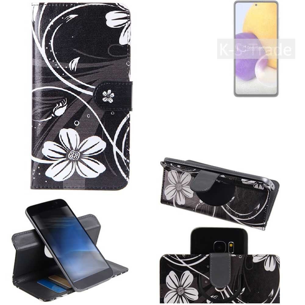 K-S-Trade Handyhülle für Samsung Galaxy A72, Schutzhülle Handyhülle Hülle 360° Wallet Case ''Flowers''